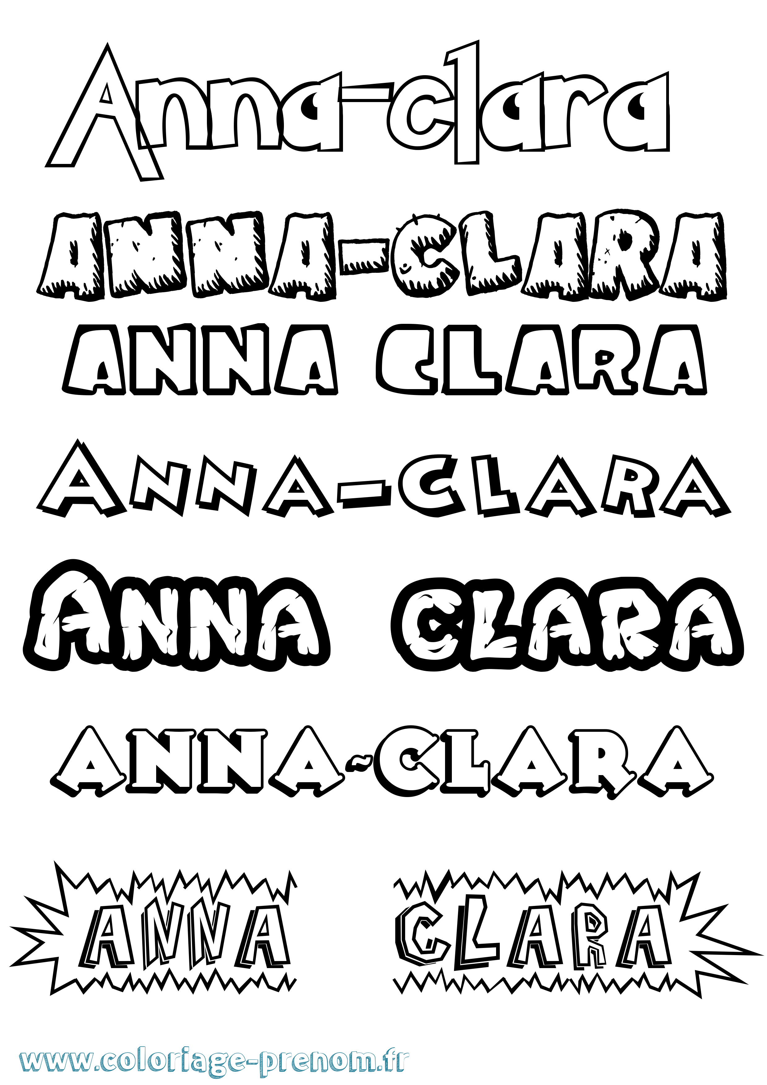 Coloriage prénom Anna-Clara Dessin Animé