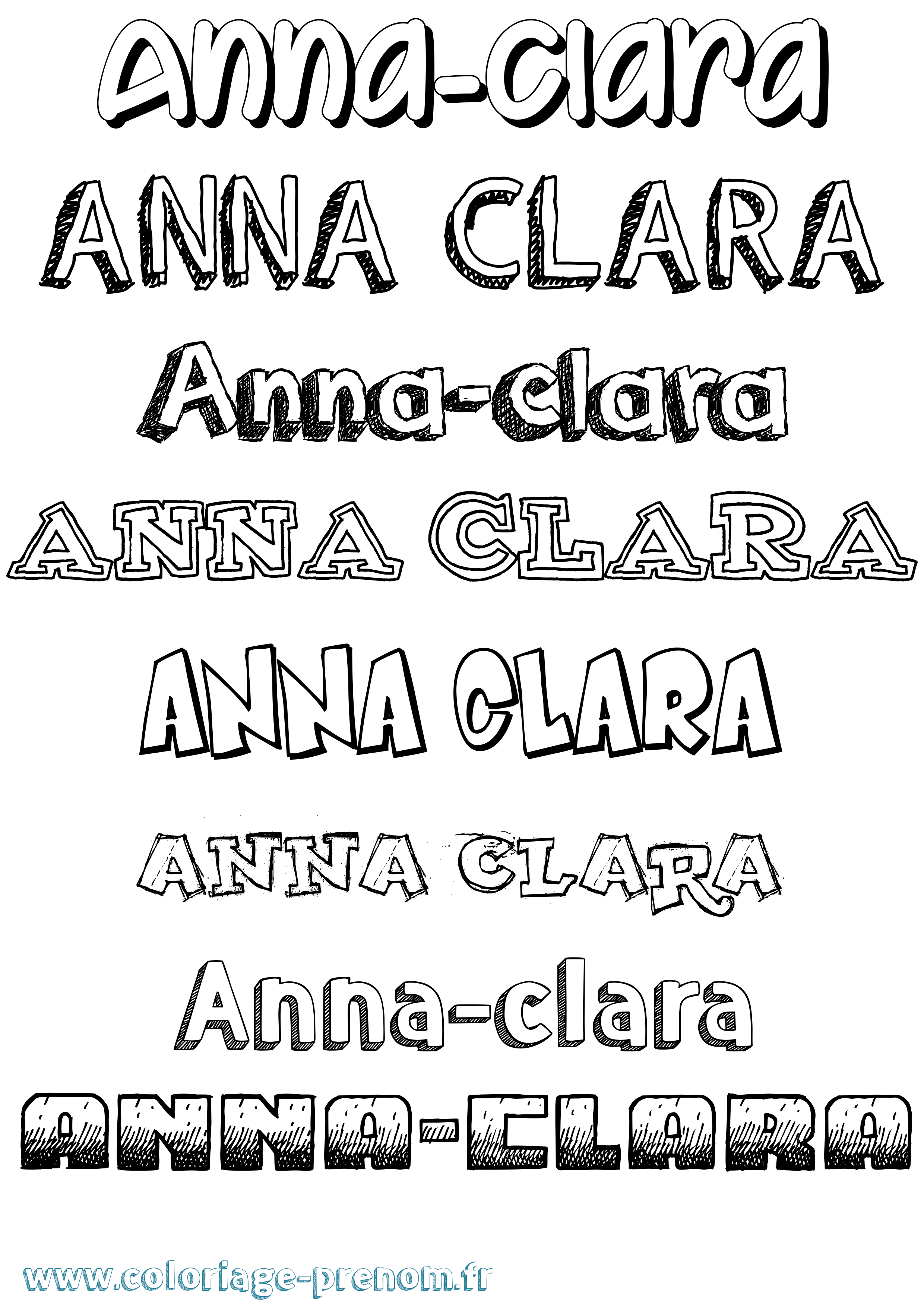 Coloriage prénom Anna-Clara Dessiné