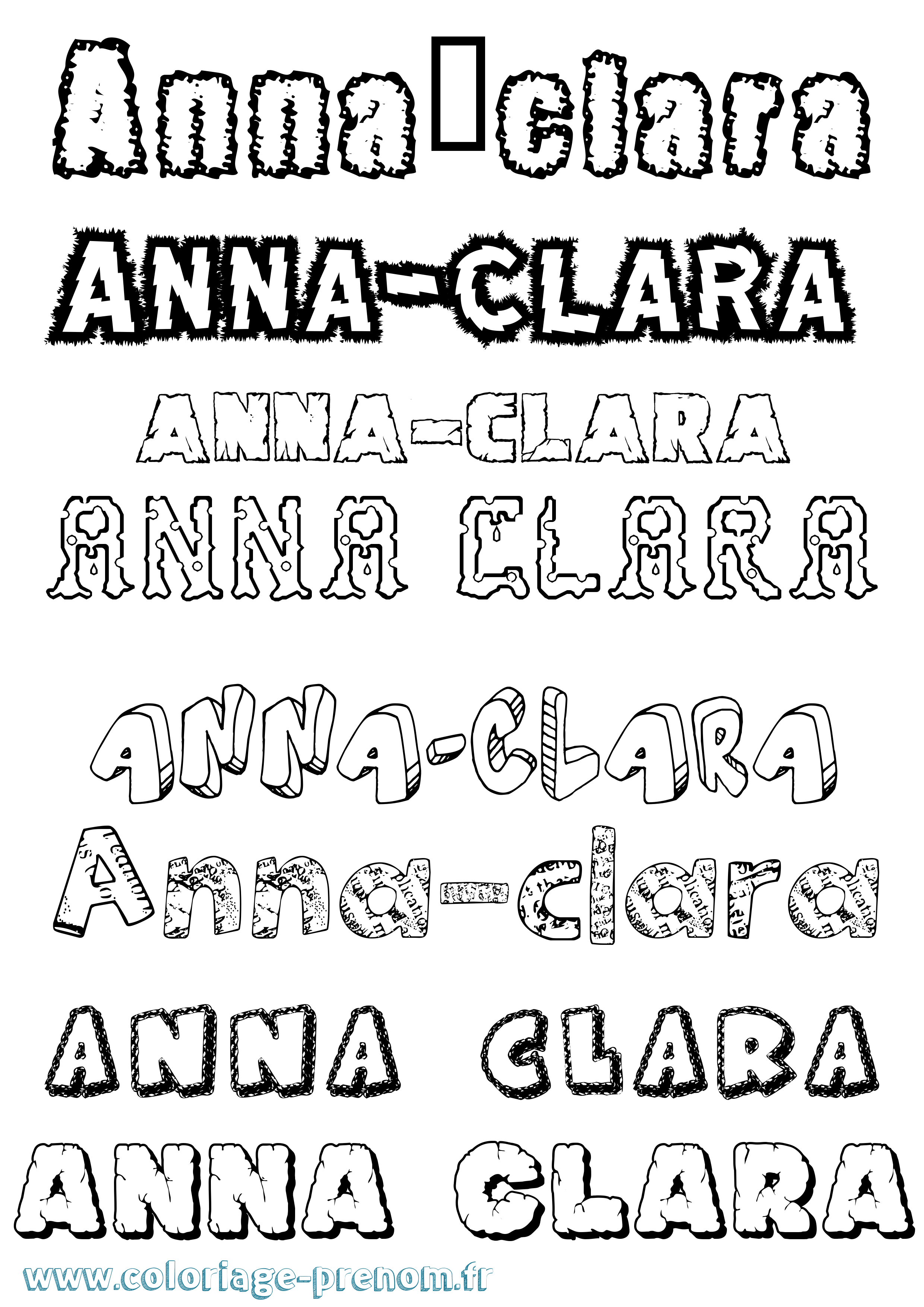 Coloriage prénom Anna-Clara Destructuré