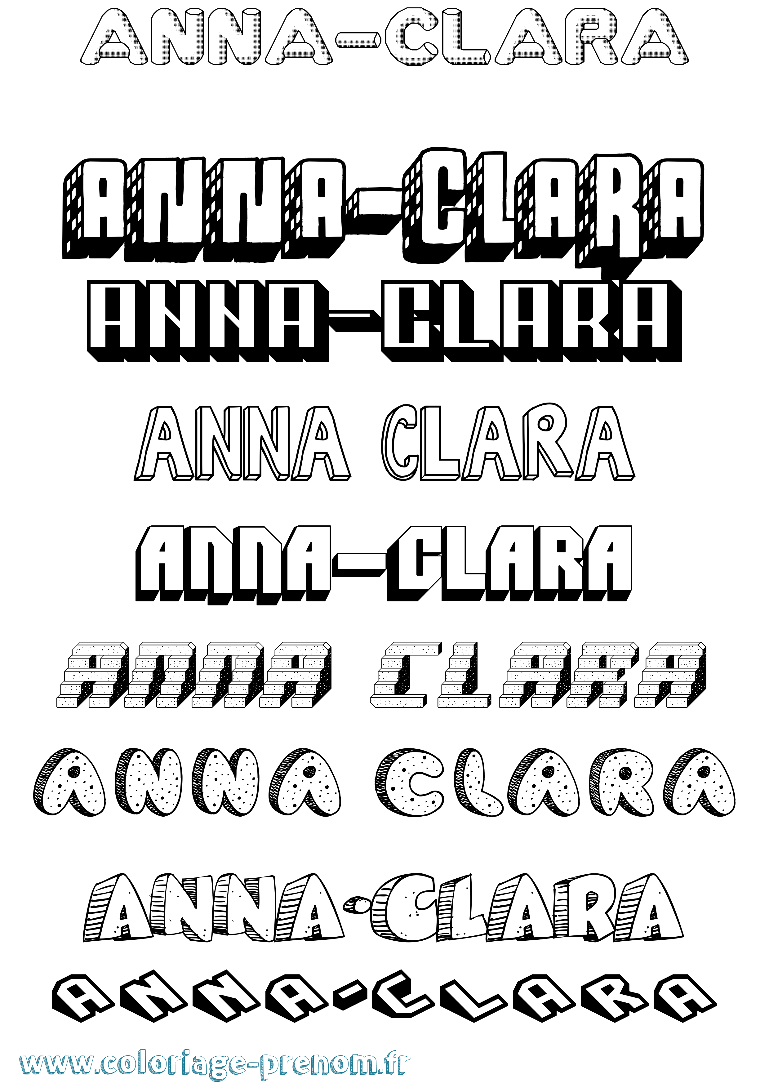 Coloriage prénom Anna-Clara Effet 3D