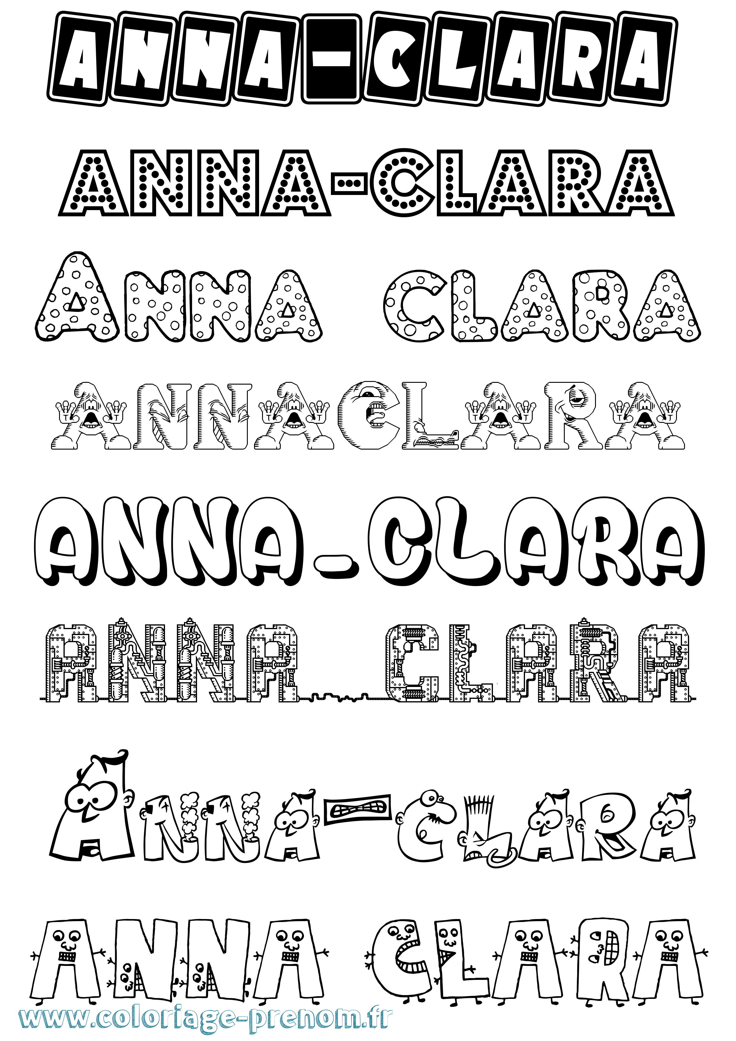 Coloriage prénom Anna-Clara Fun
