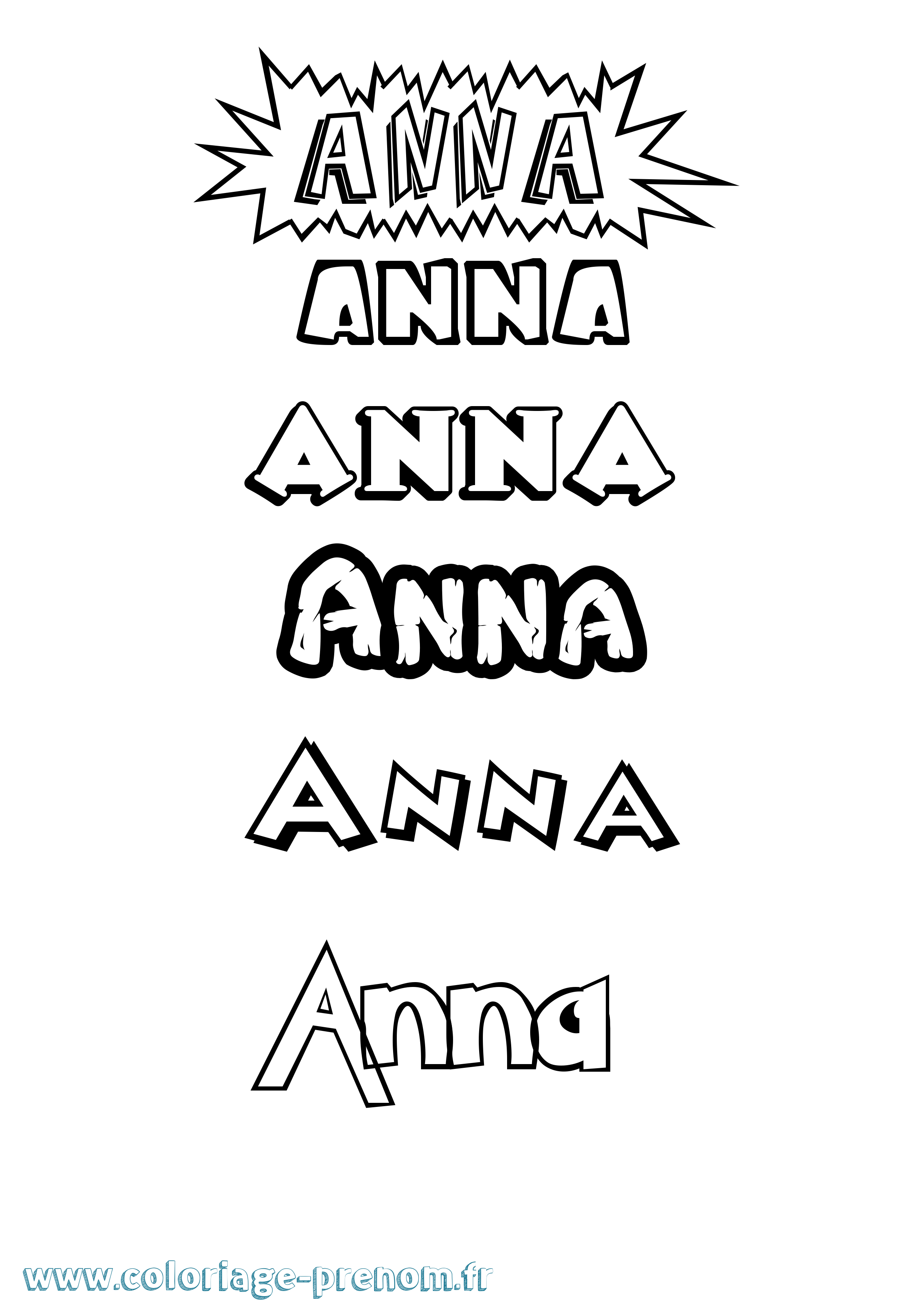 Coloriage prénom Anna Dessin Animé