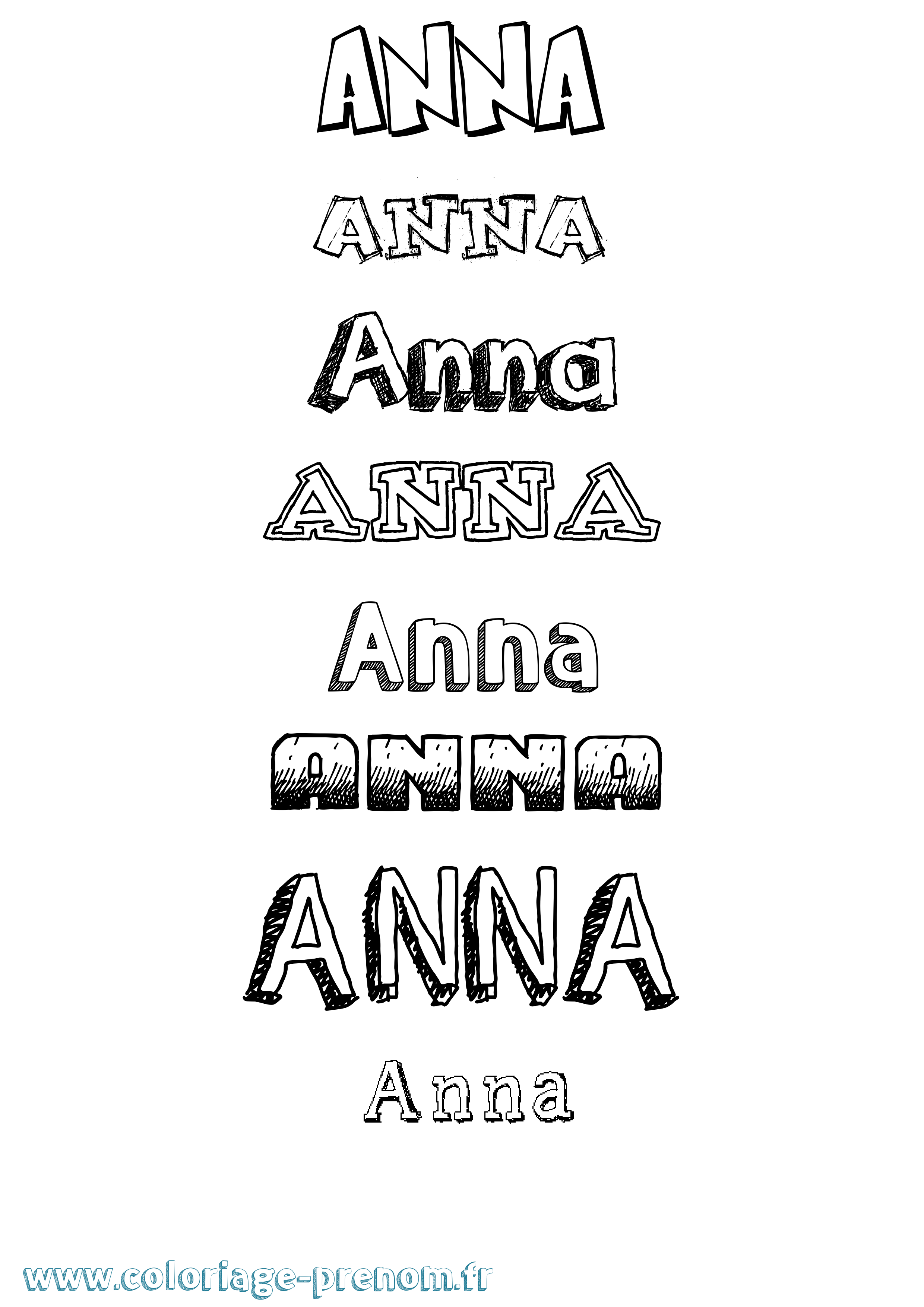 Coloriage prénom Anna Dessiné