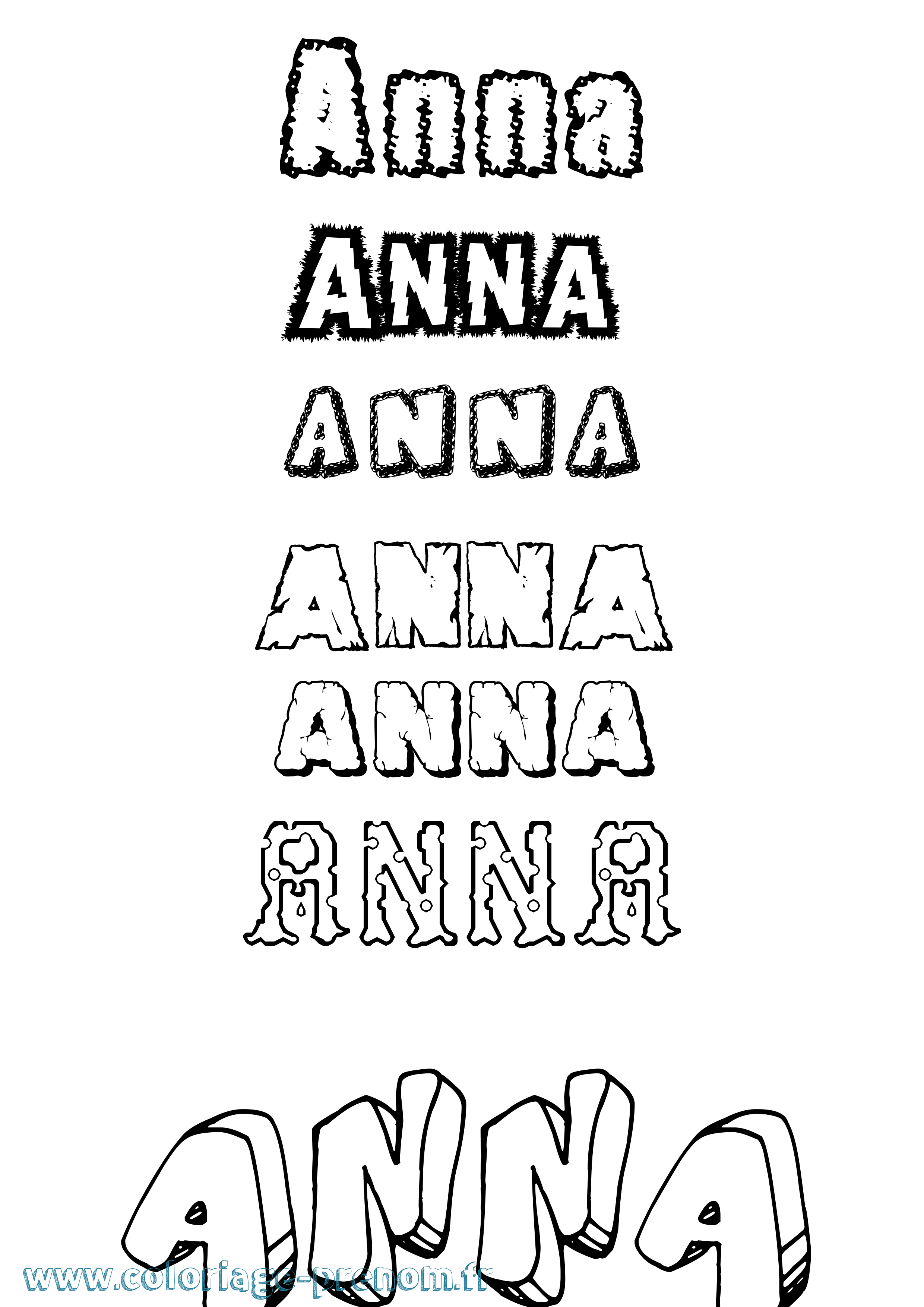 Coloriage prénom Anna Destructuré