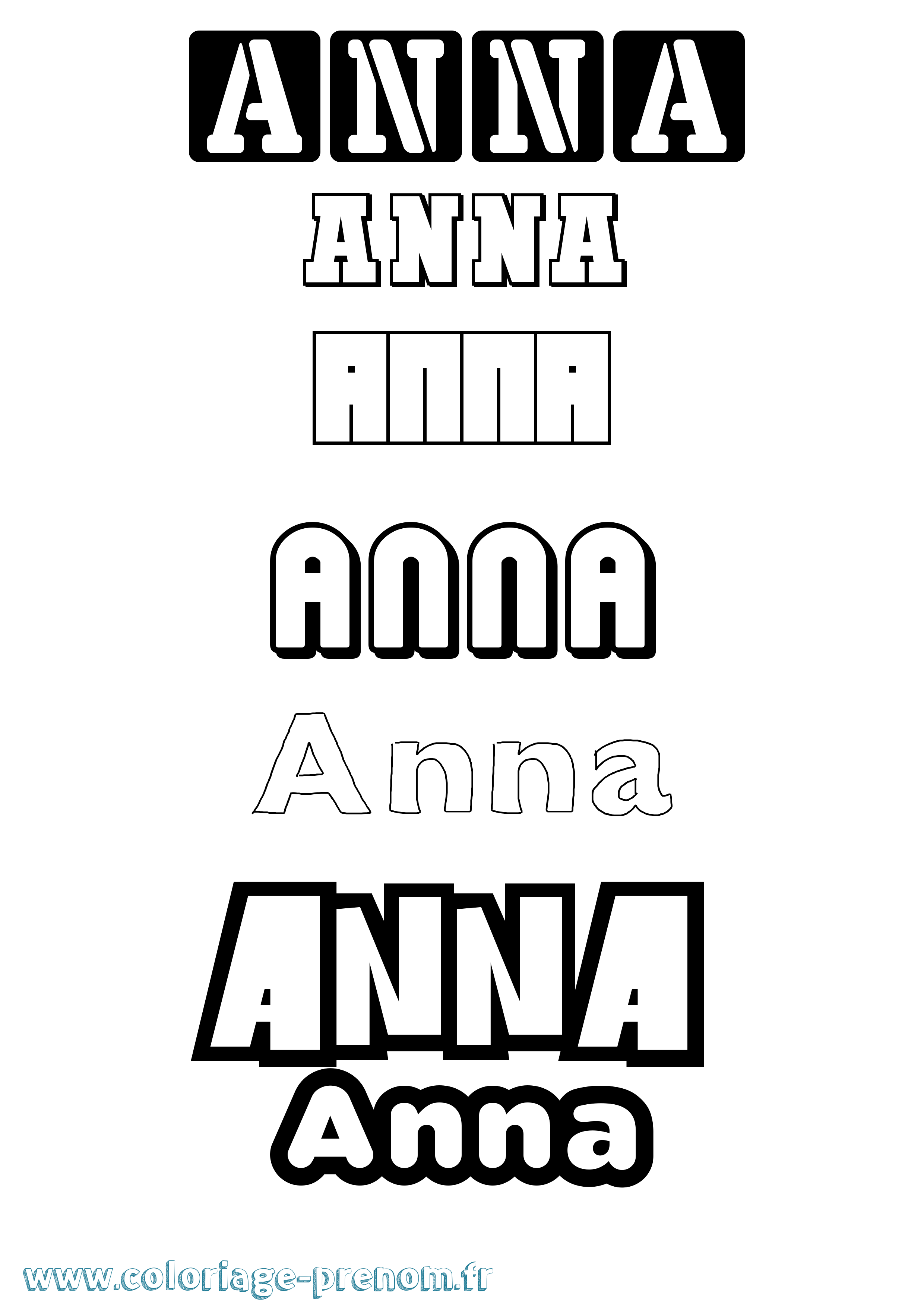 Coloriage prénom Anna