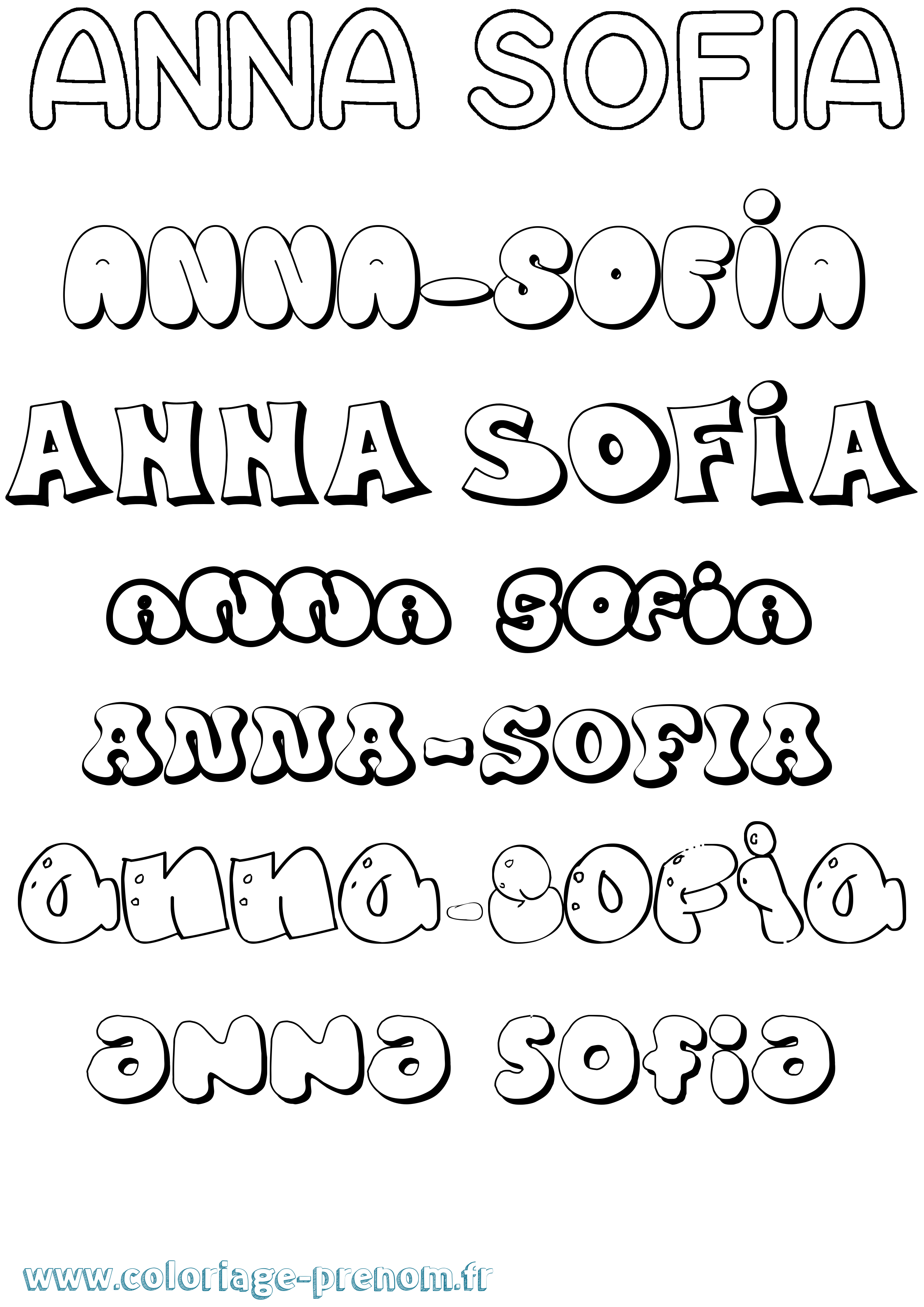 Coloriage prénom Anna-Sofia Bubble