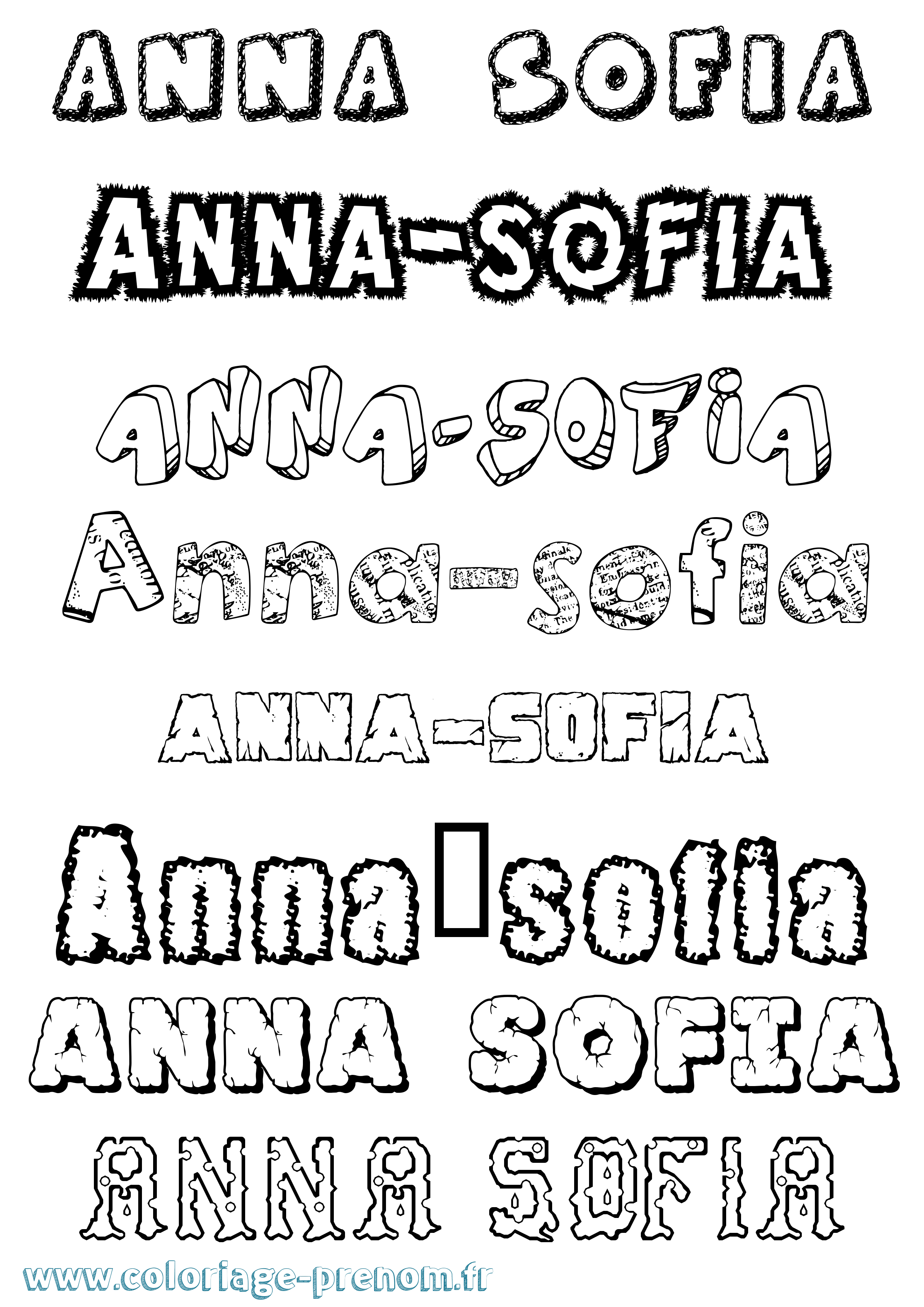 Coloriage prénom Anna-Sofia Destructuré