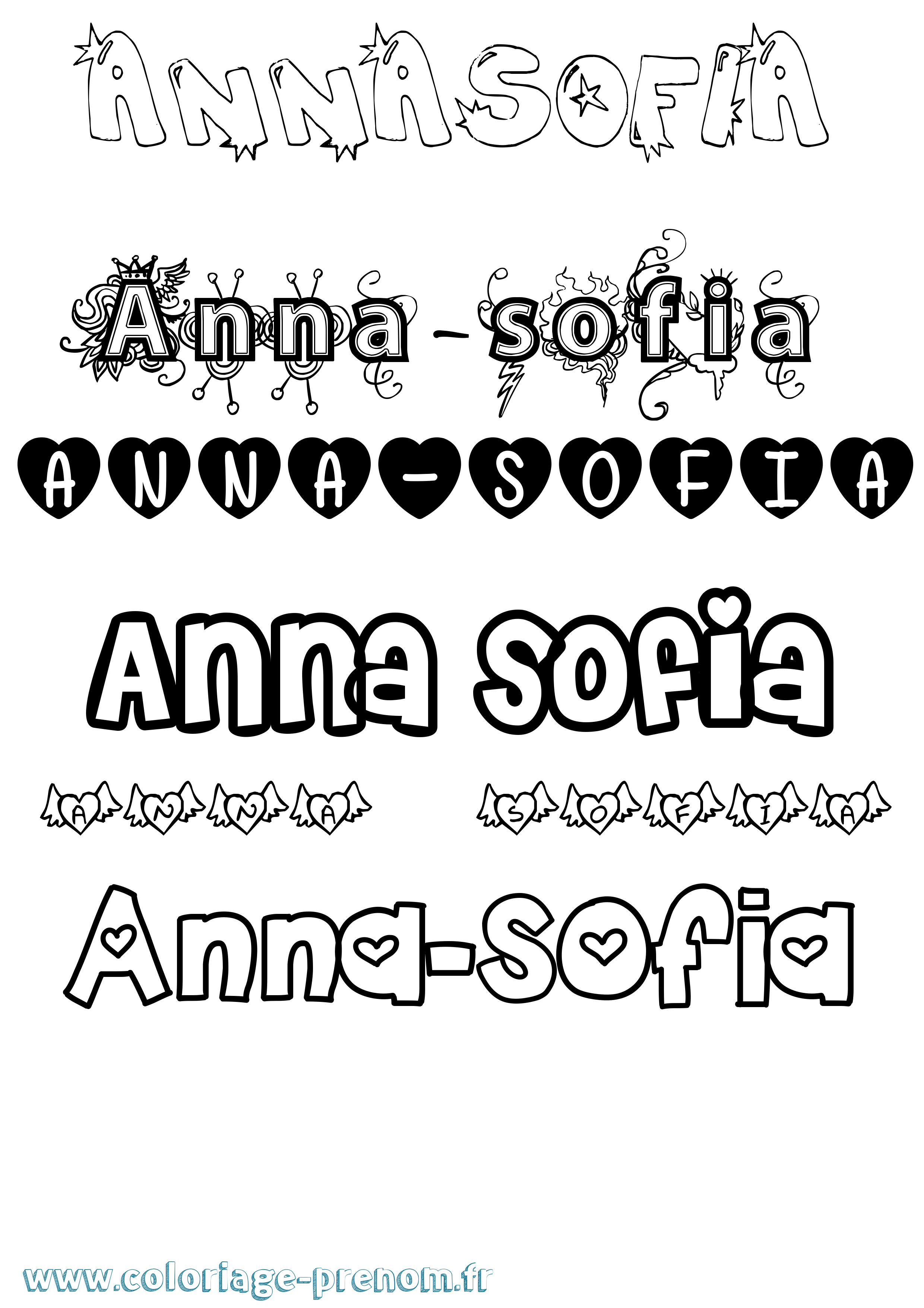 Coloriage prénom Anna-Sofia Girly