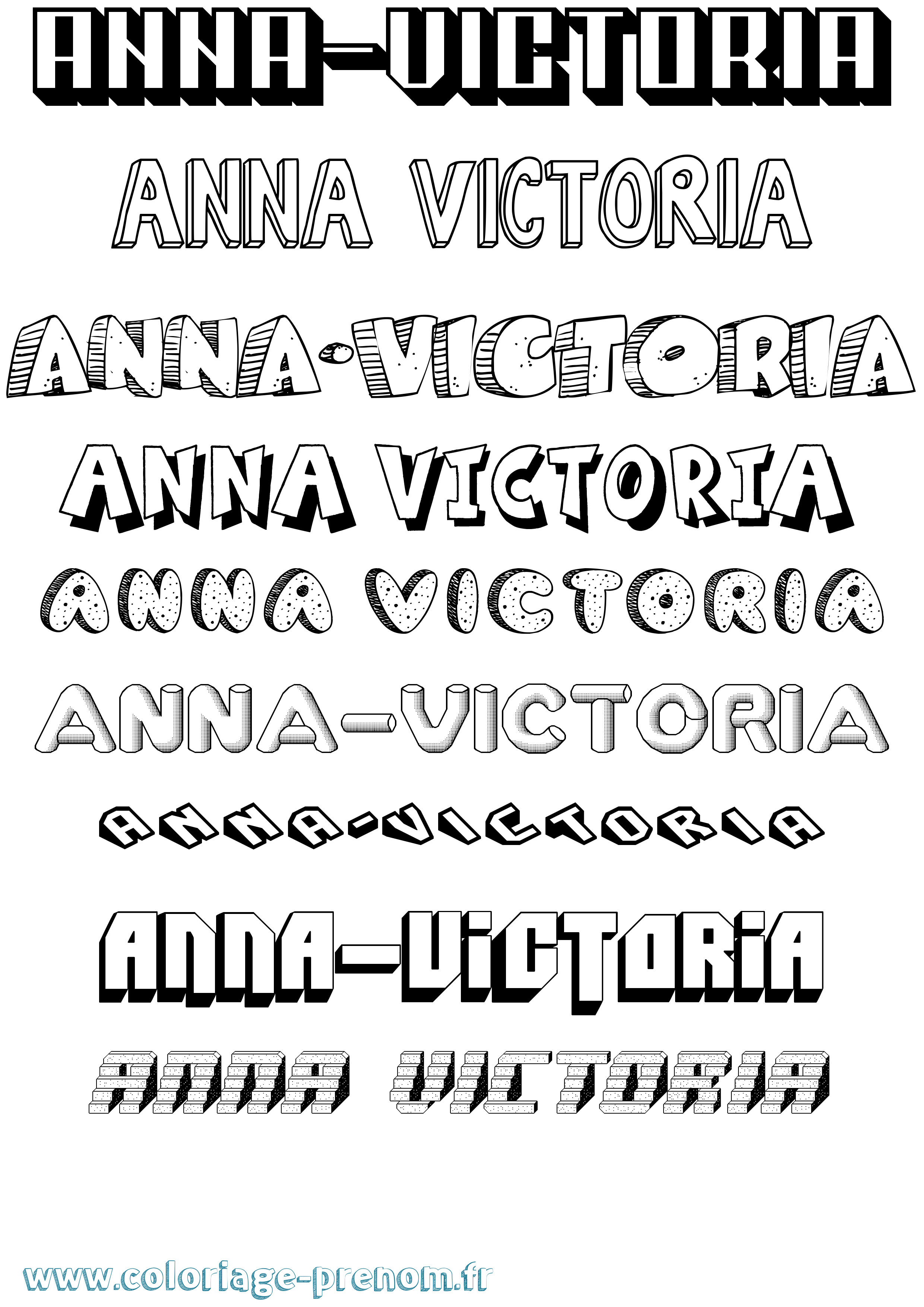 Coloriage prénom Anna-Victoria Effet 3D