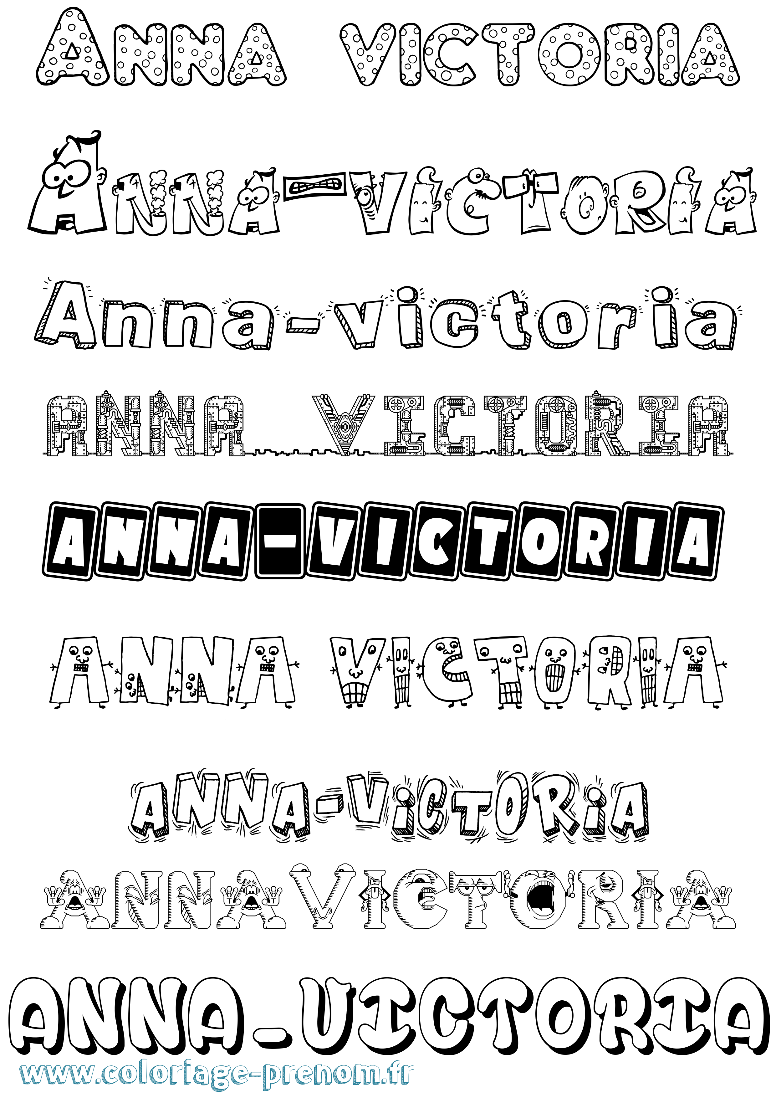 Coloriage prénom Anna-Victoria Fun