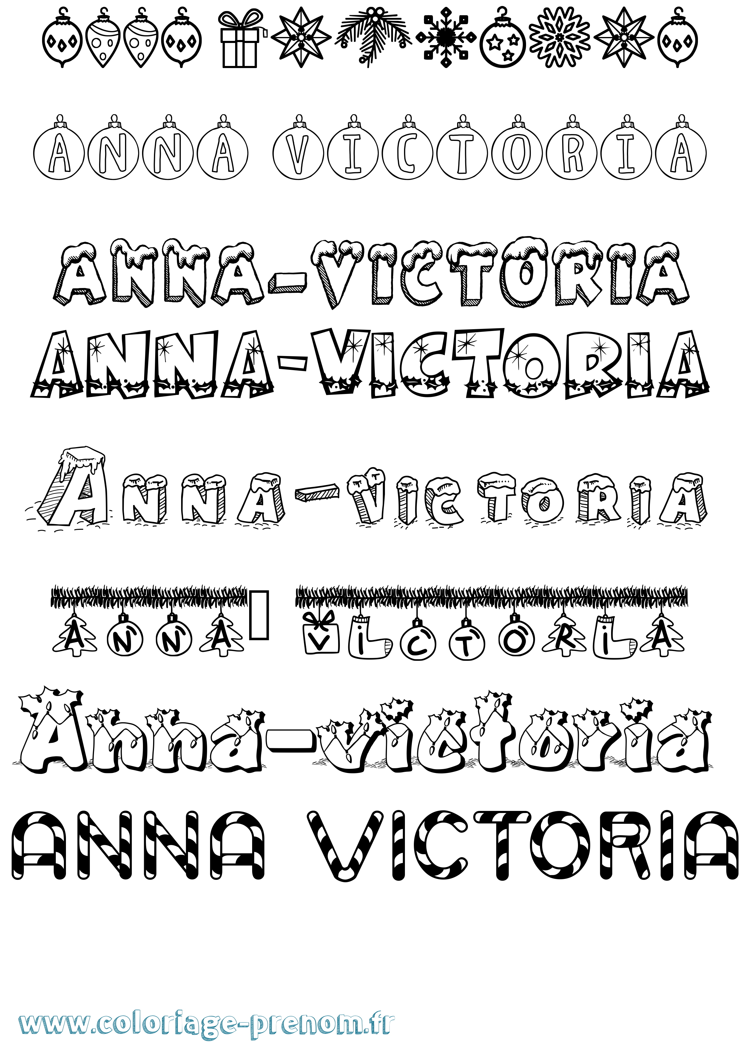 Coloriage prénom Anna-Victoria Noël