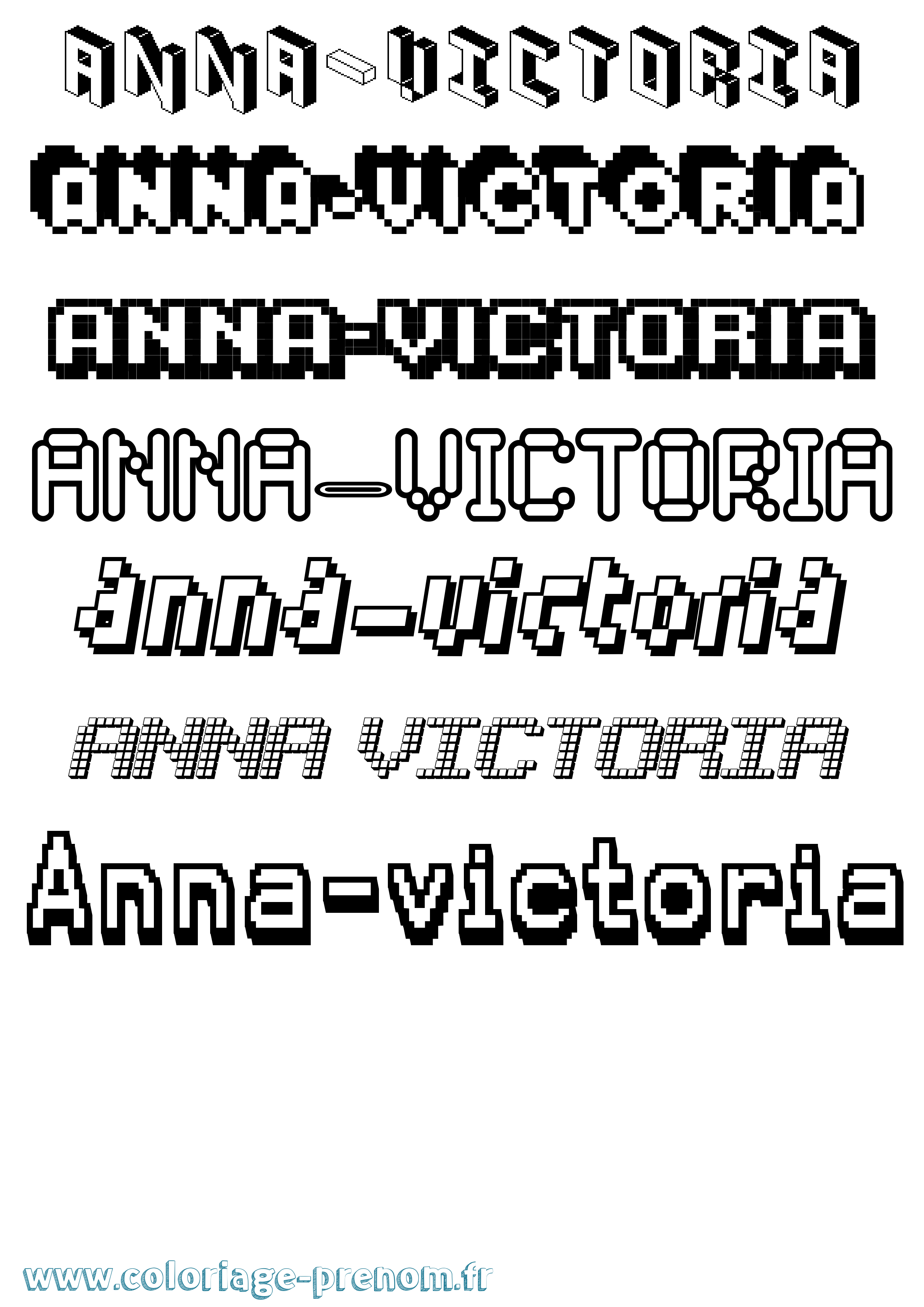 Coloriage prénom Anna-Victoria Pixel