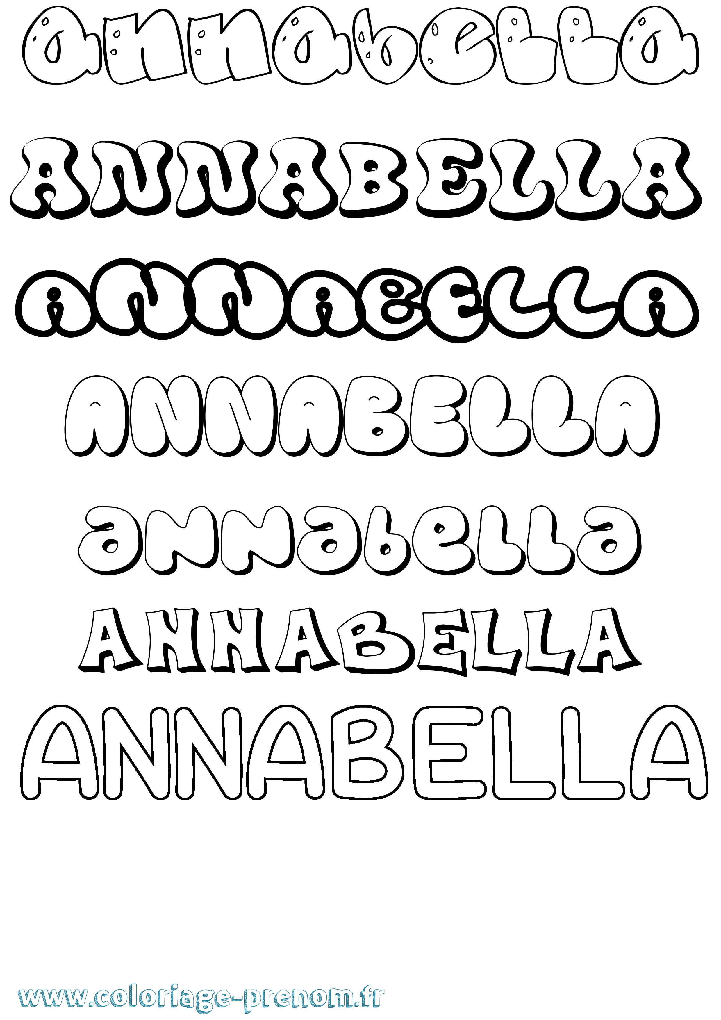 Coloriage prénom Annabella Bubble