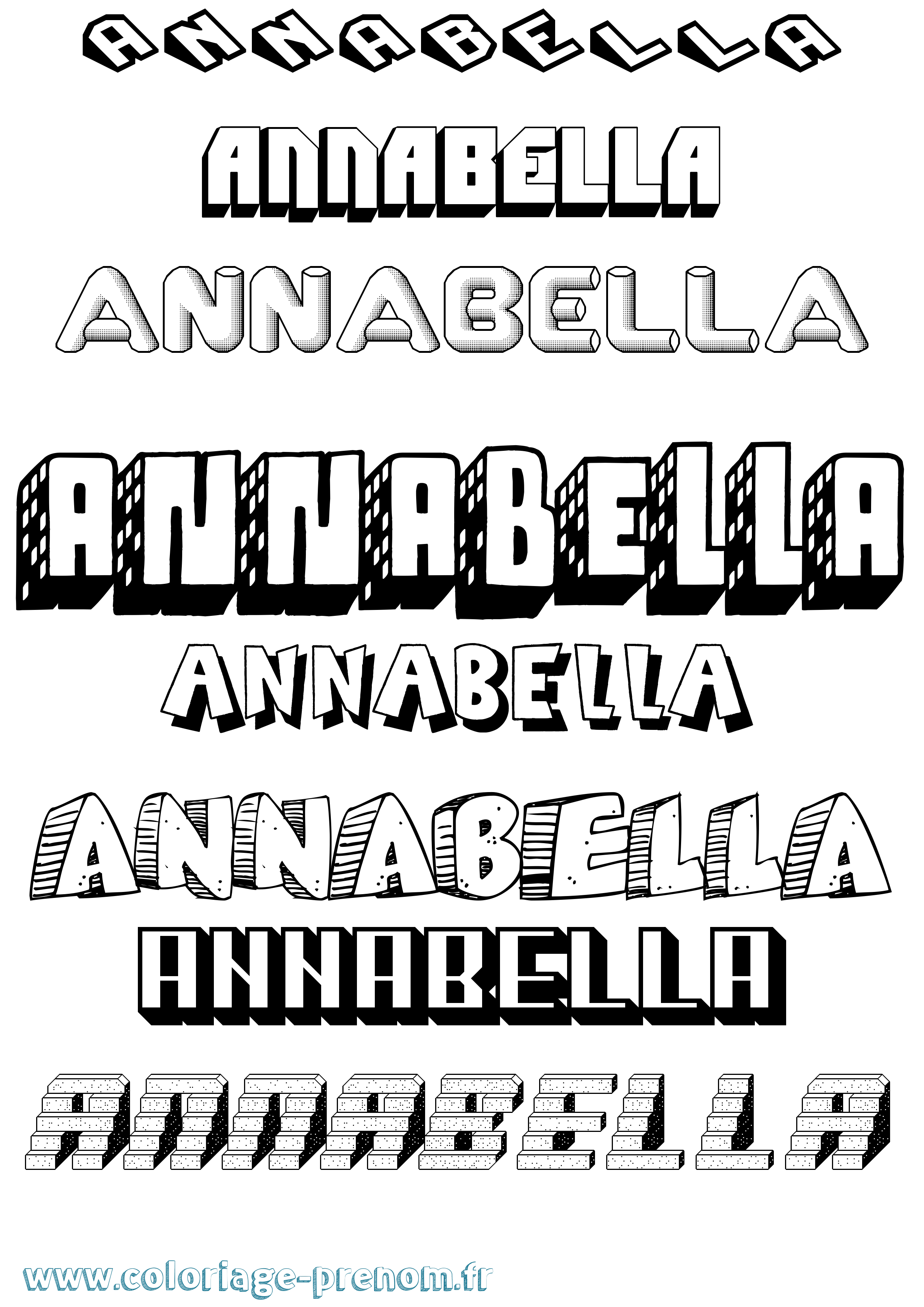 Coloriage prénom Annabella Effet 3D