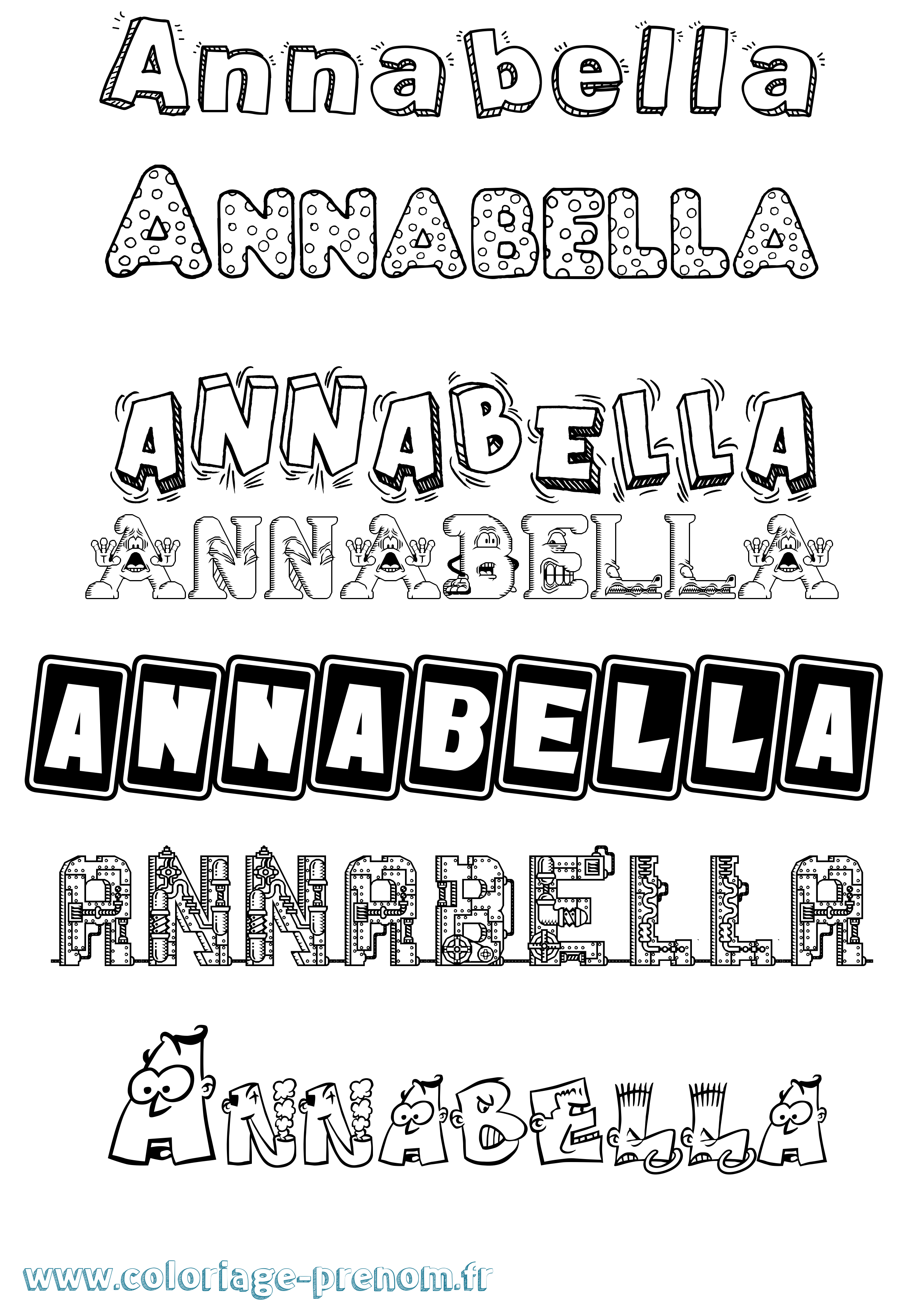 Coloriage prénom Annabella Fun