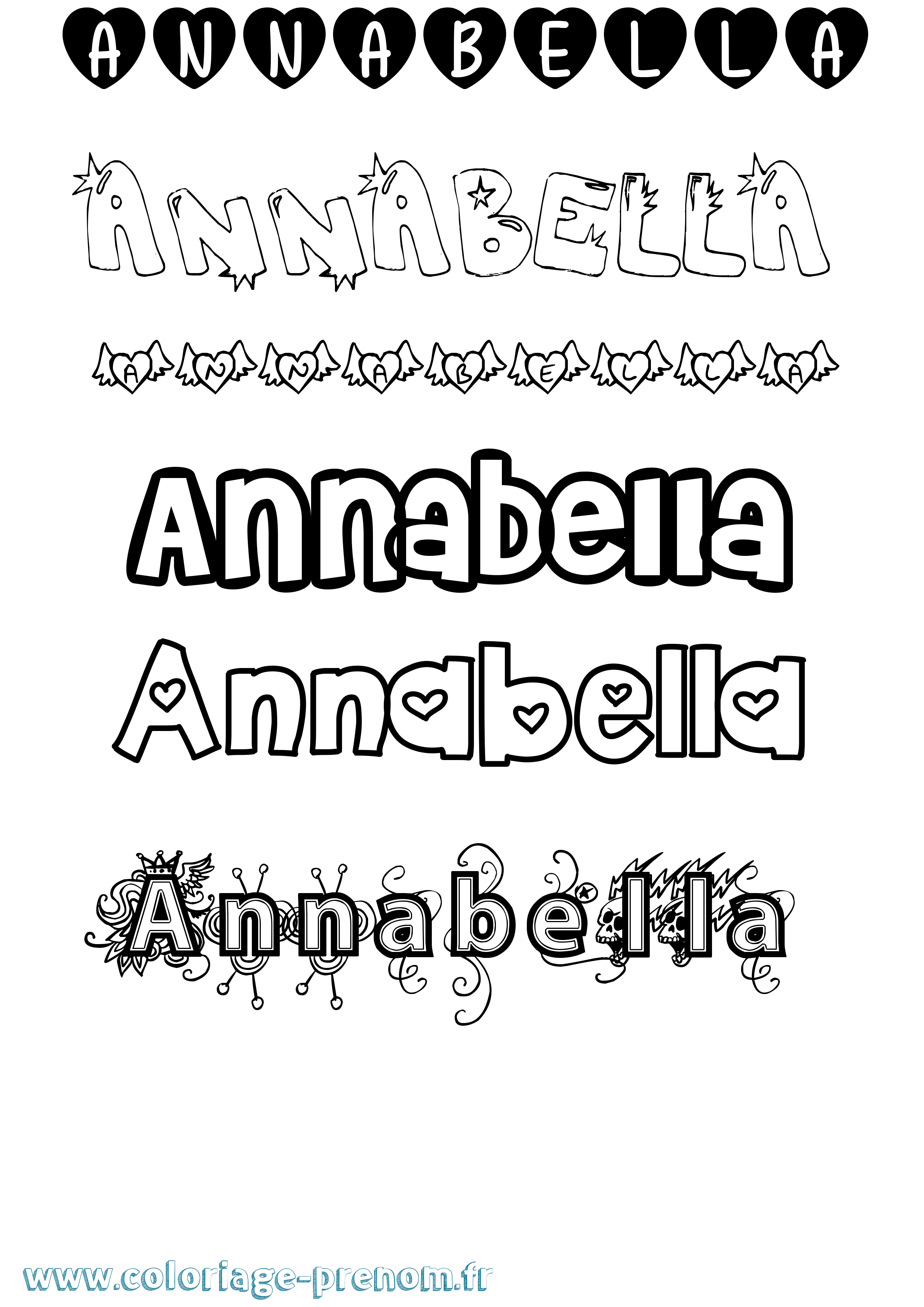 Coloriage prénom Annabella Girly