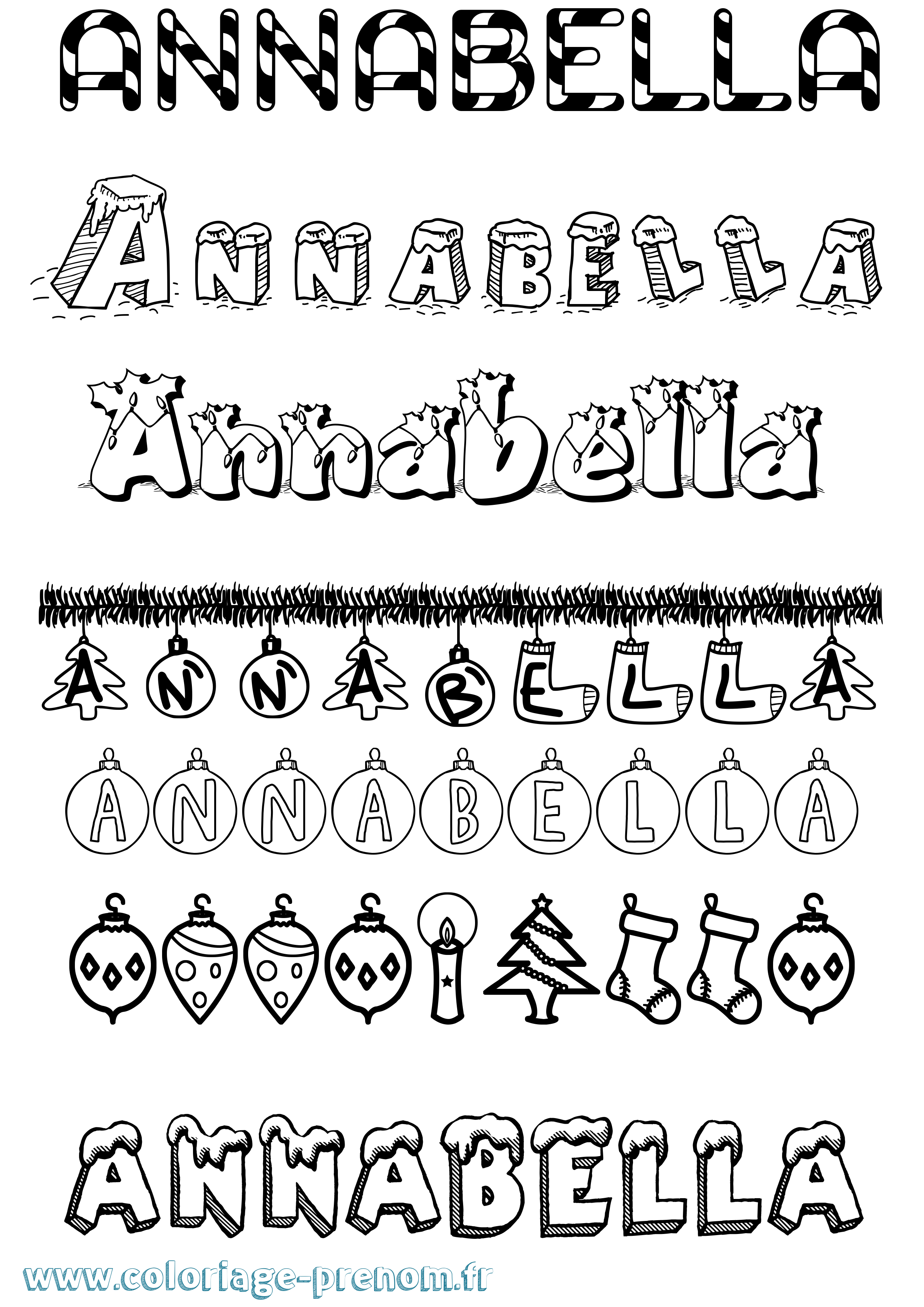 Coloriage prénom Annabella Noël
