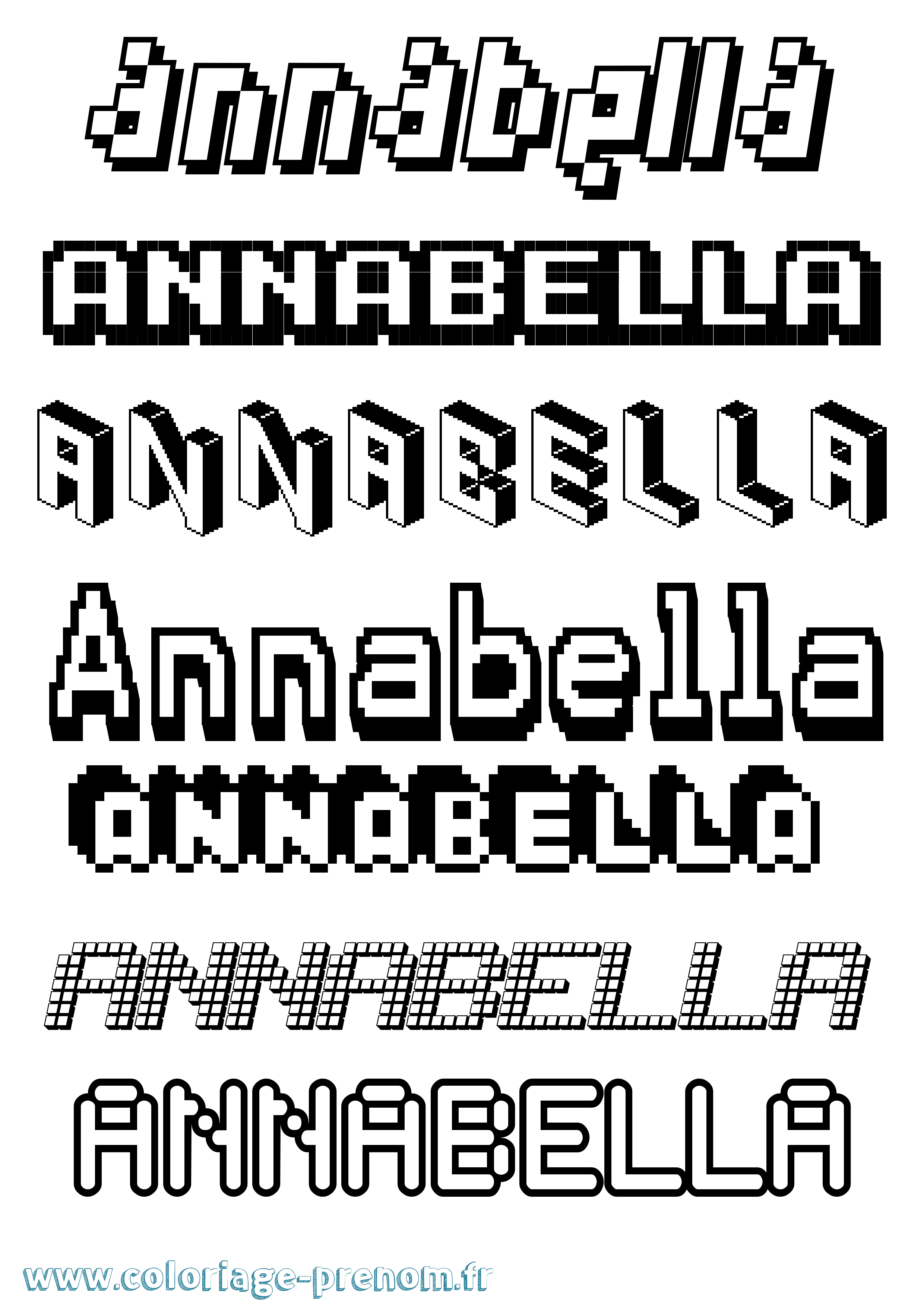 Coloriage prénom Annabella Pixel