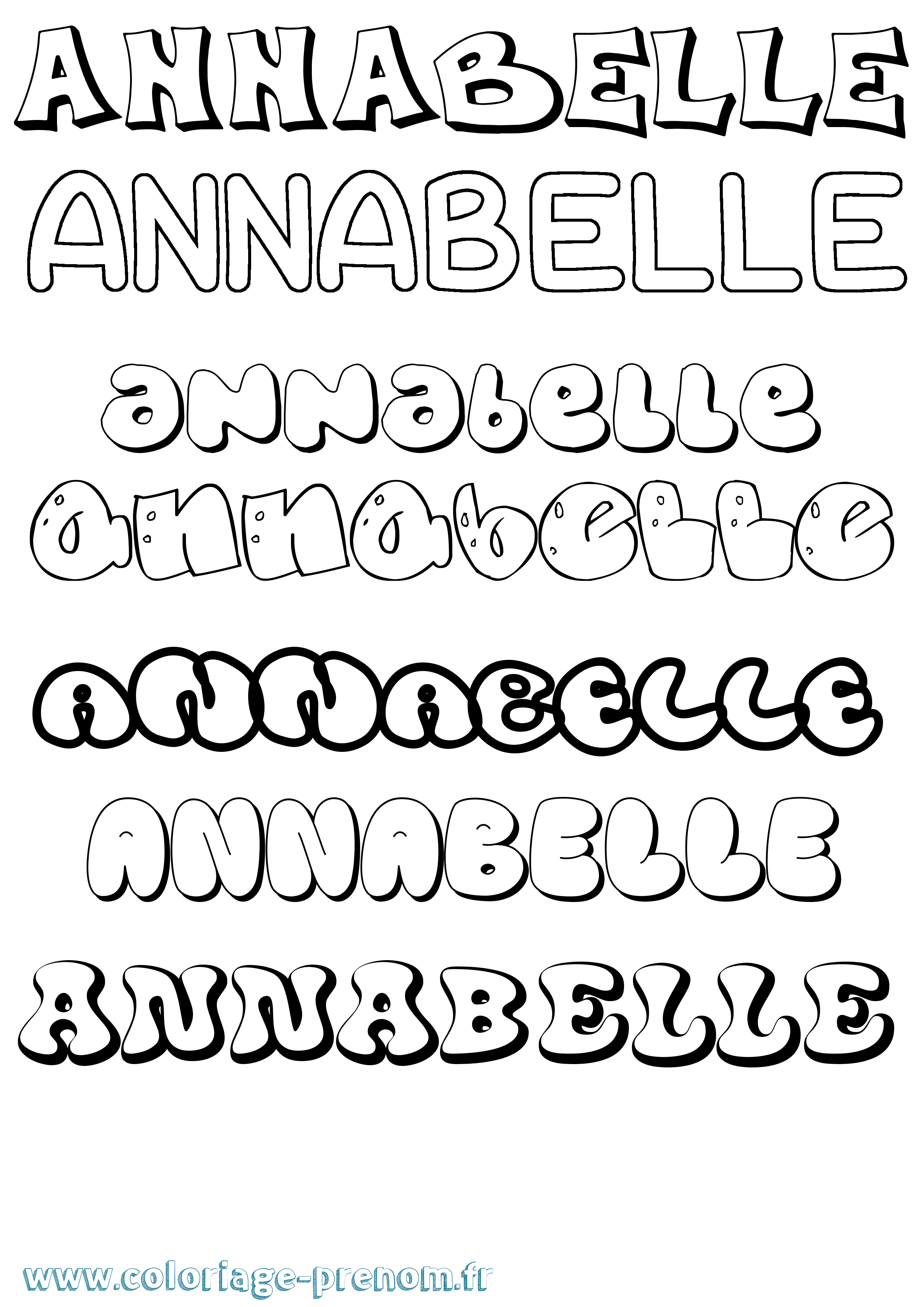Coloriage prénom Annabelle Bubble