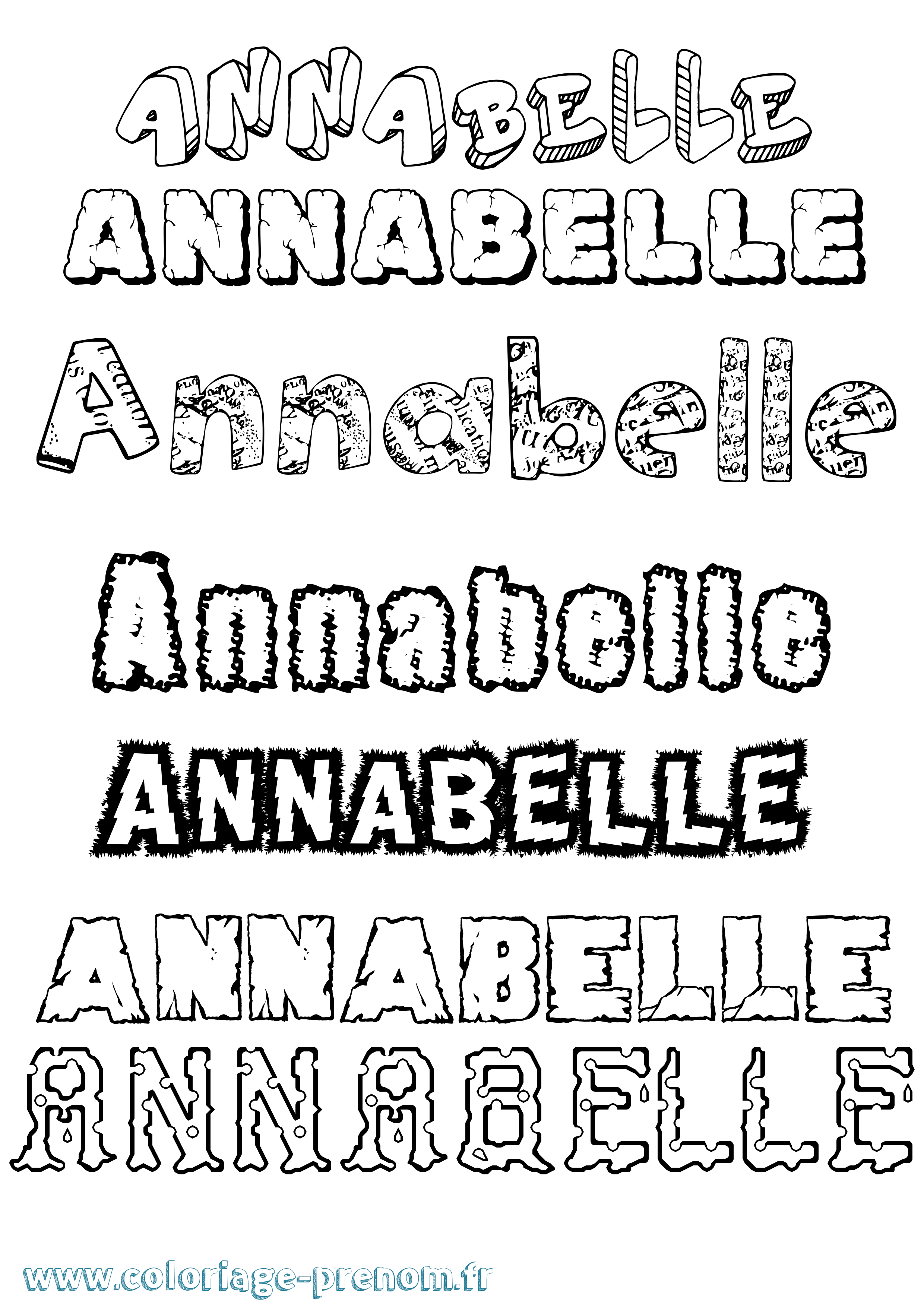 Coloriage prénom Annabelle Destructuré