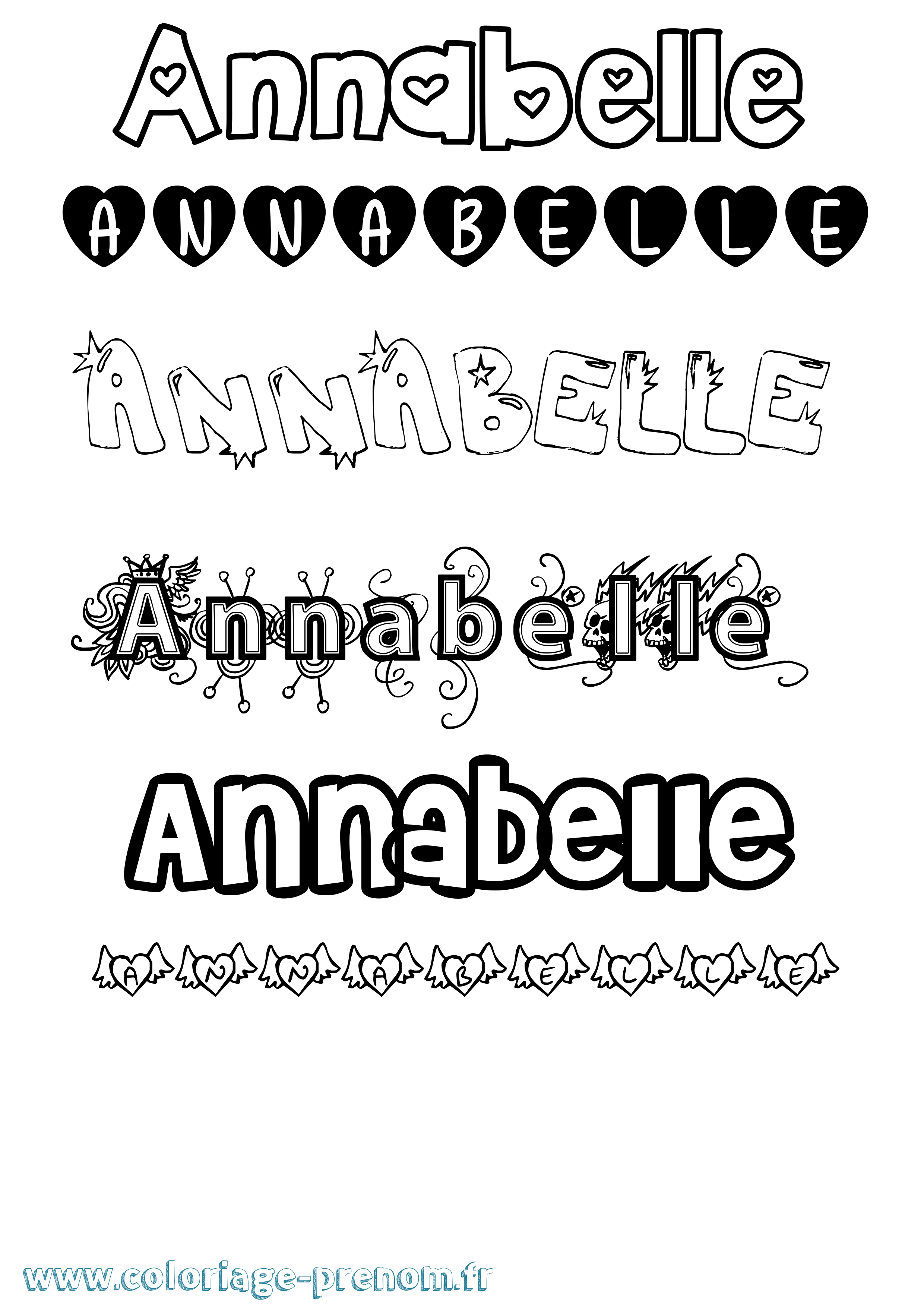 Coloriage prénom Annabelle Girly