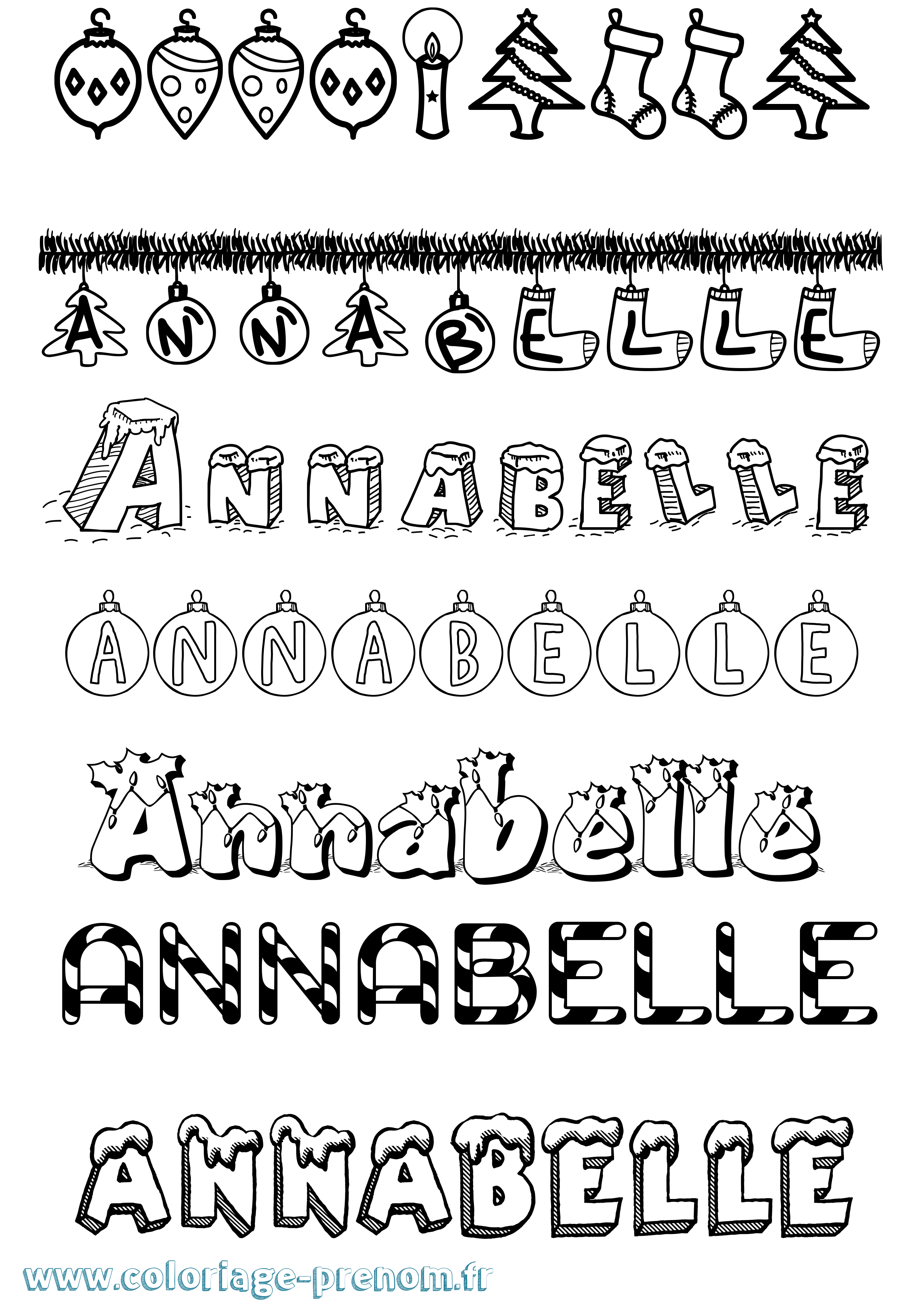 Coloriage prénom Annabelle Noël