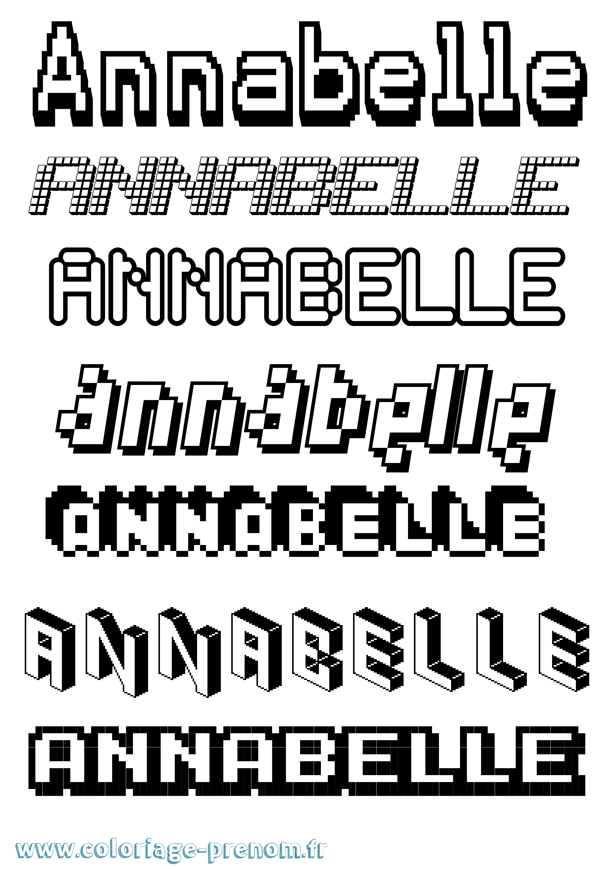 Coloriage prénom Annabelle Pixel