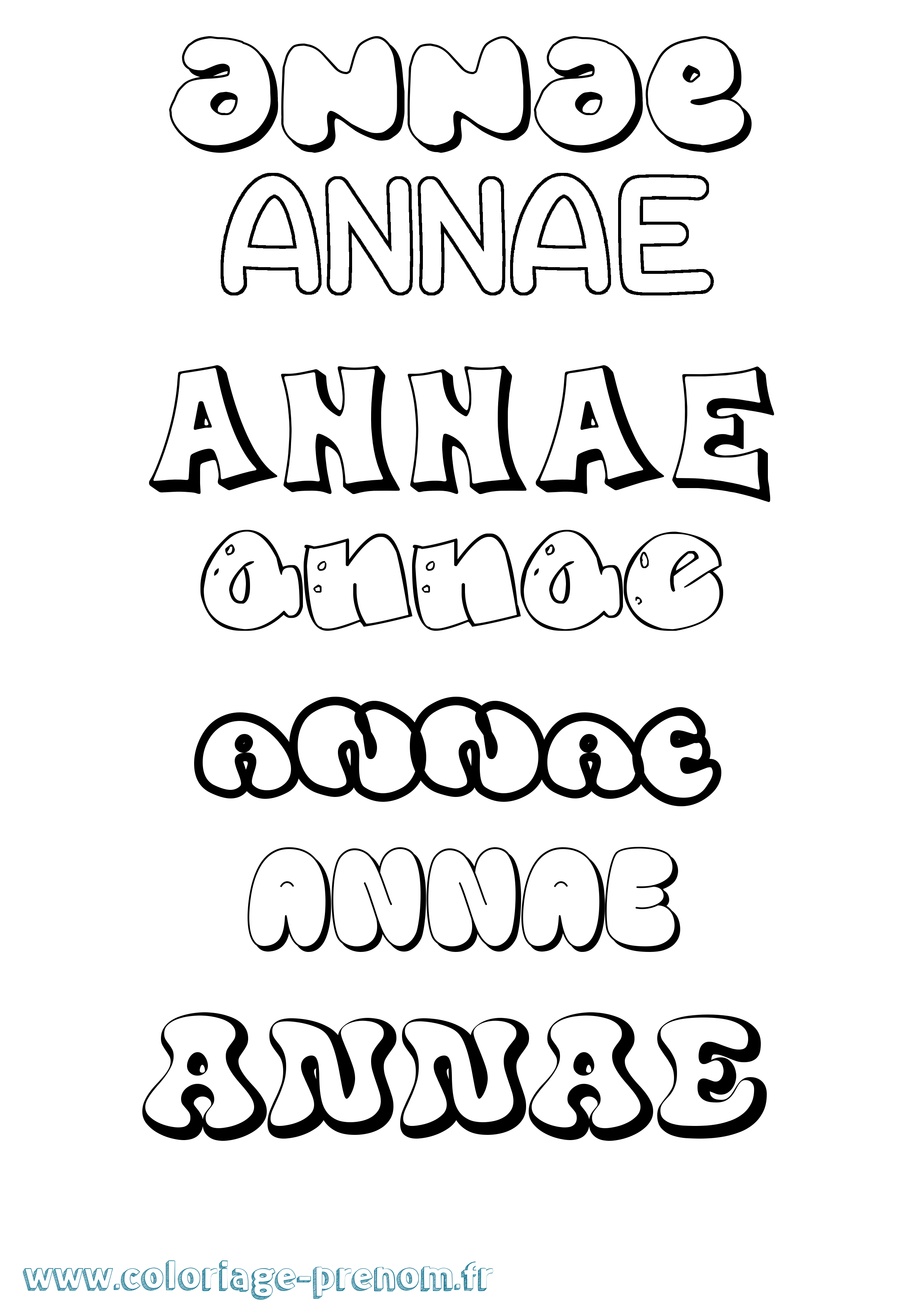 Coloriage prénom Annae Bubble