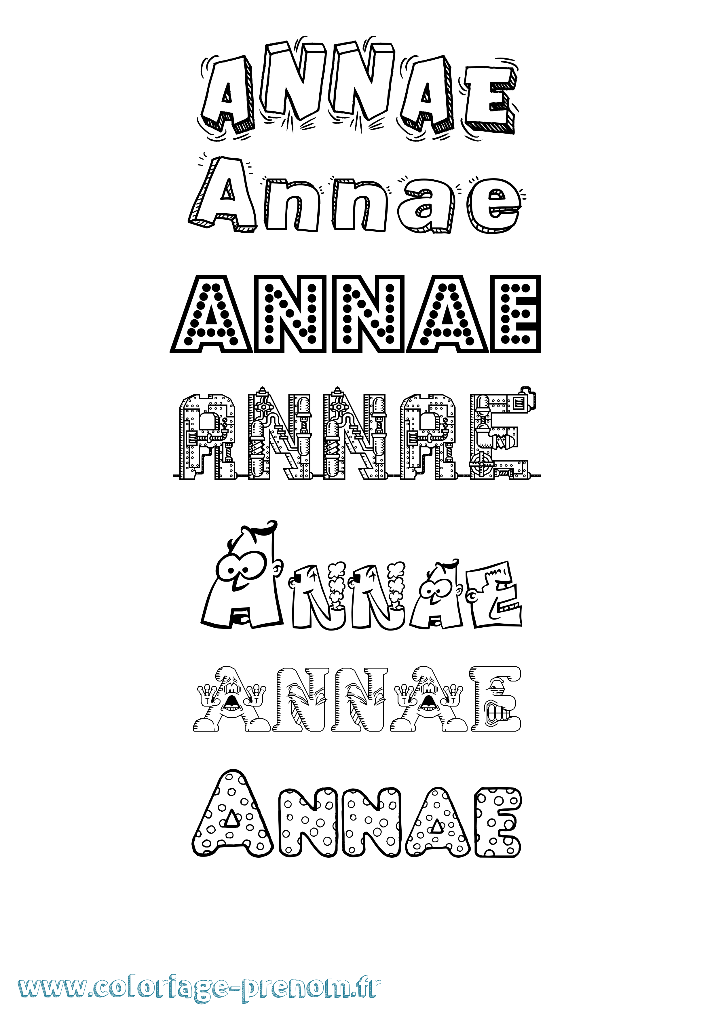 Coloriage prénom Annae Fun