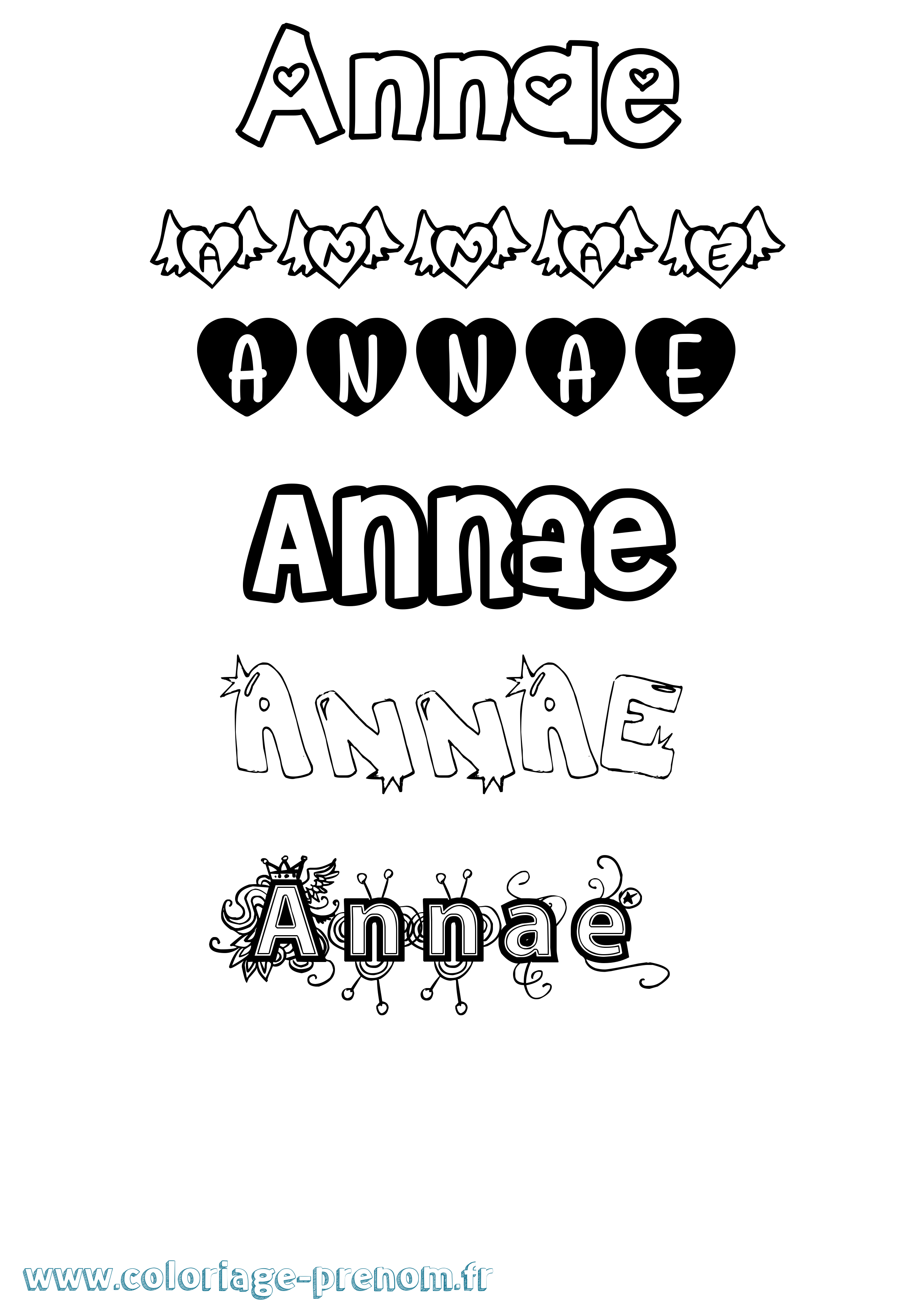 Coloriage prénom Annae Girly