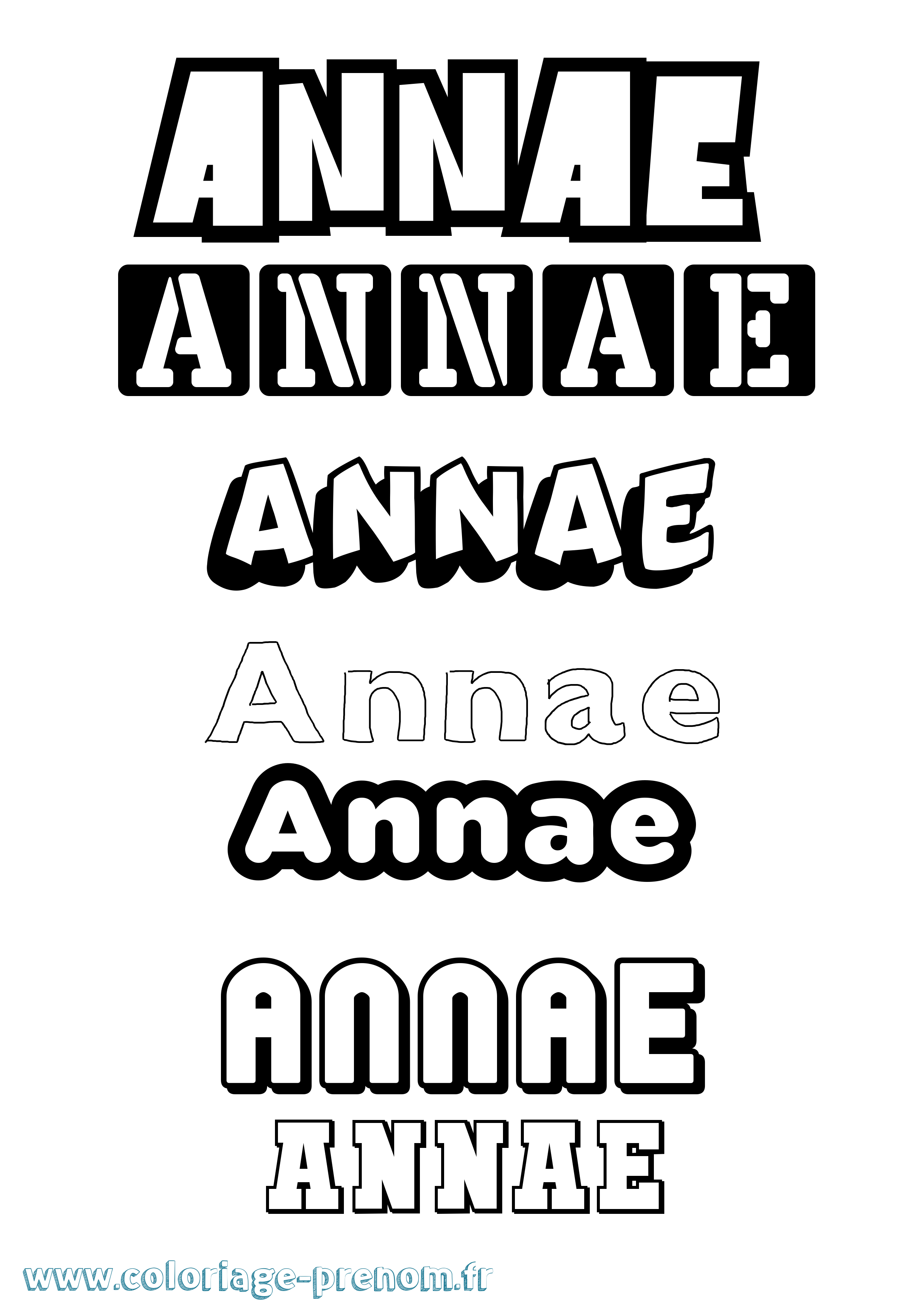 Coloriage prénom Annae Simple