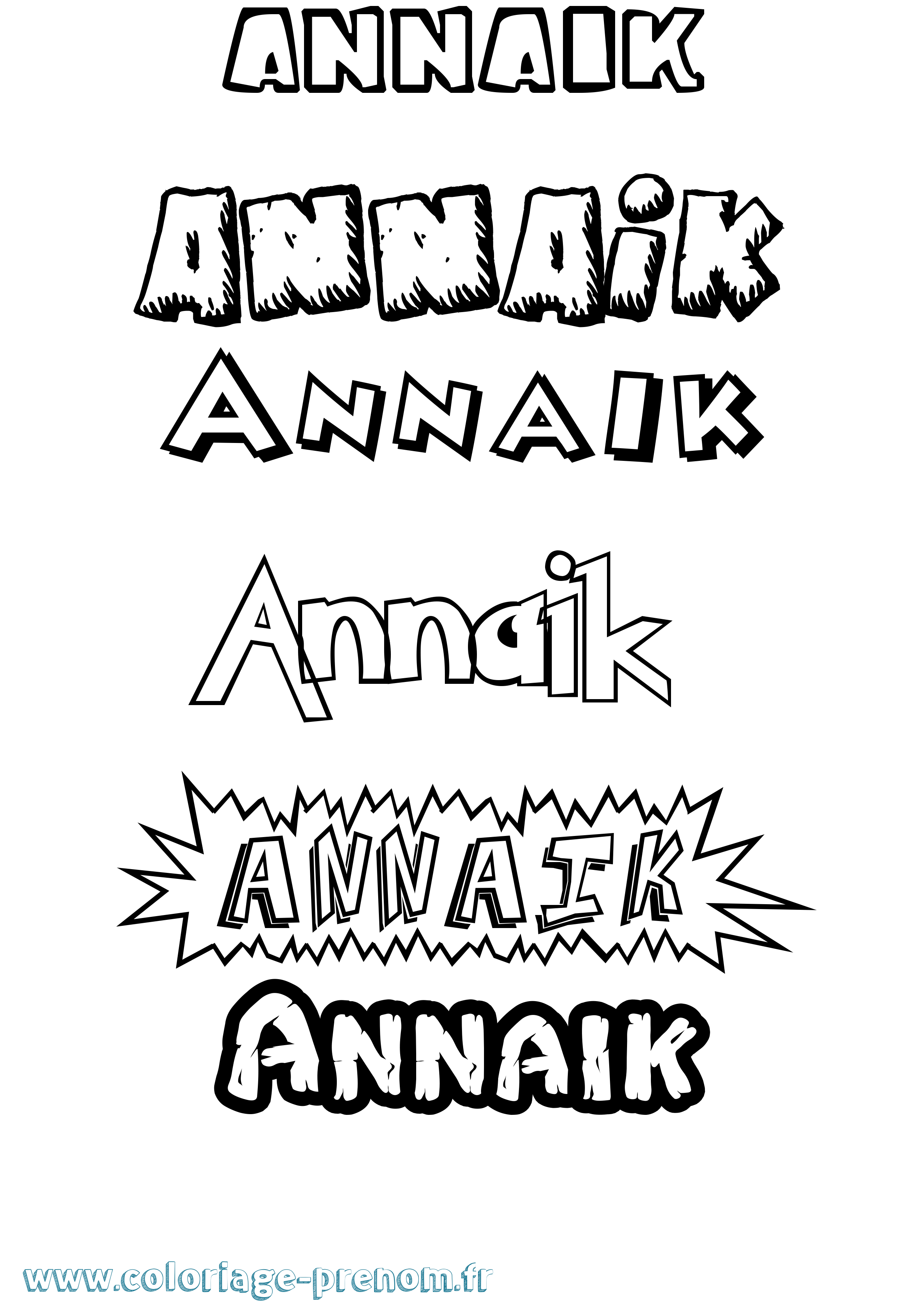Coloriage prénom Annaik Dessin Animé