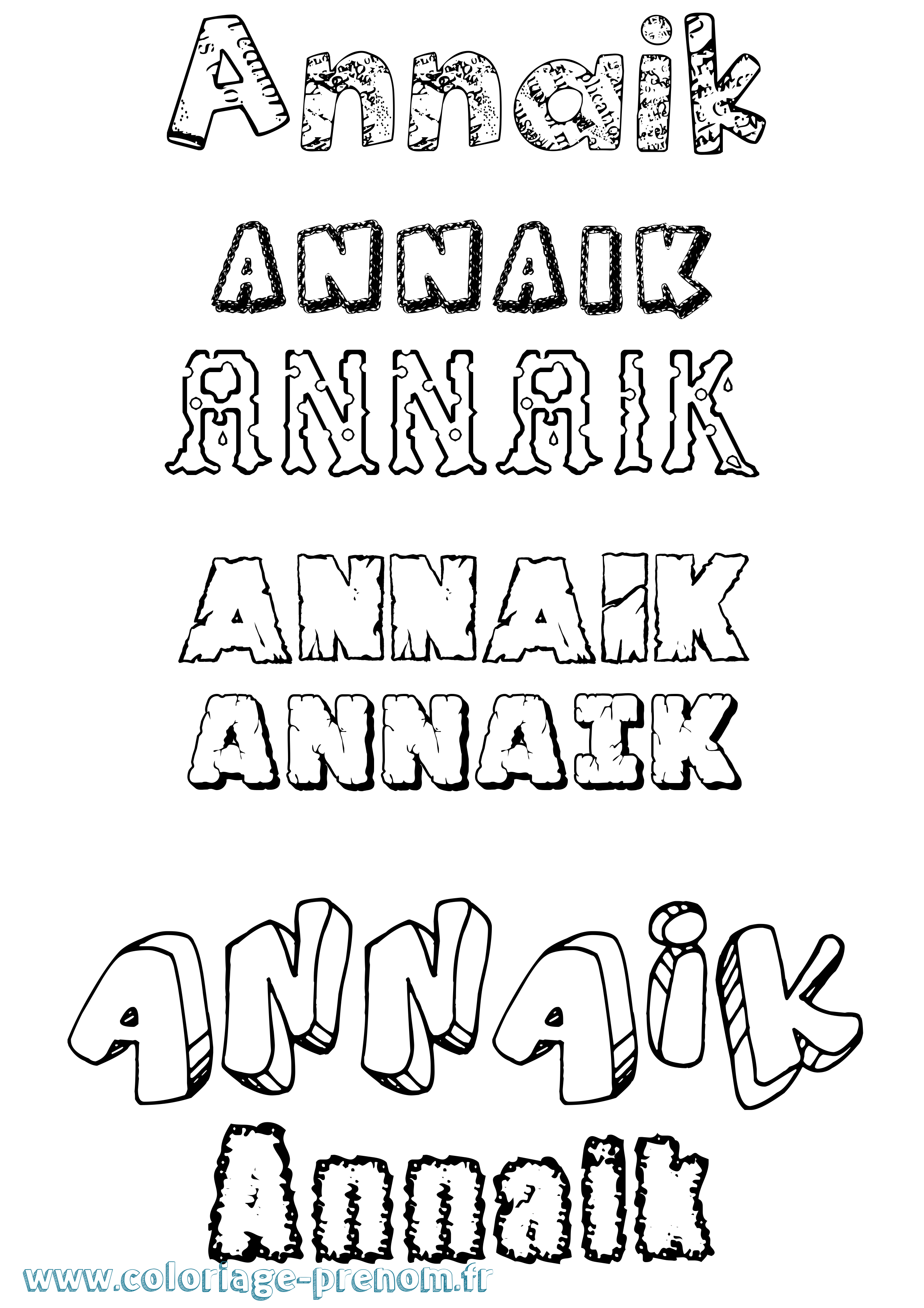 Coloriage prénom Annaik Destructuré