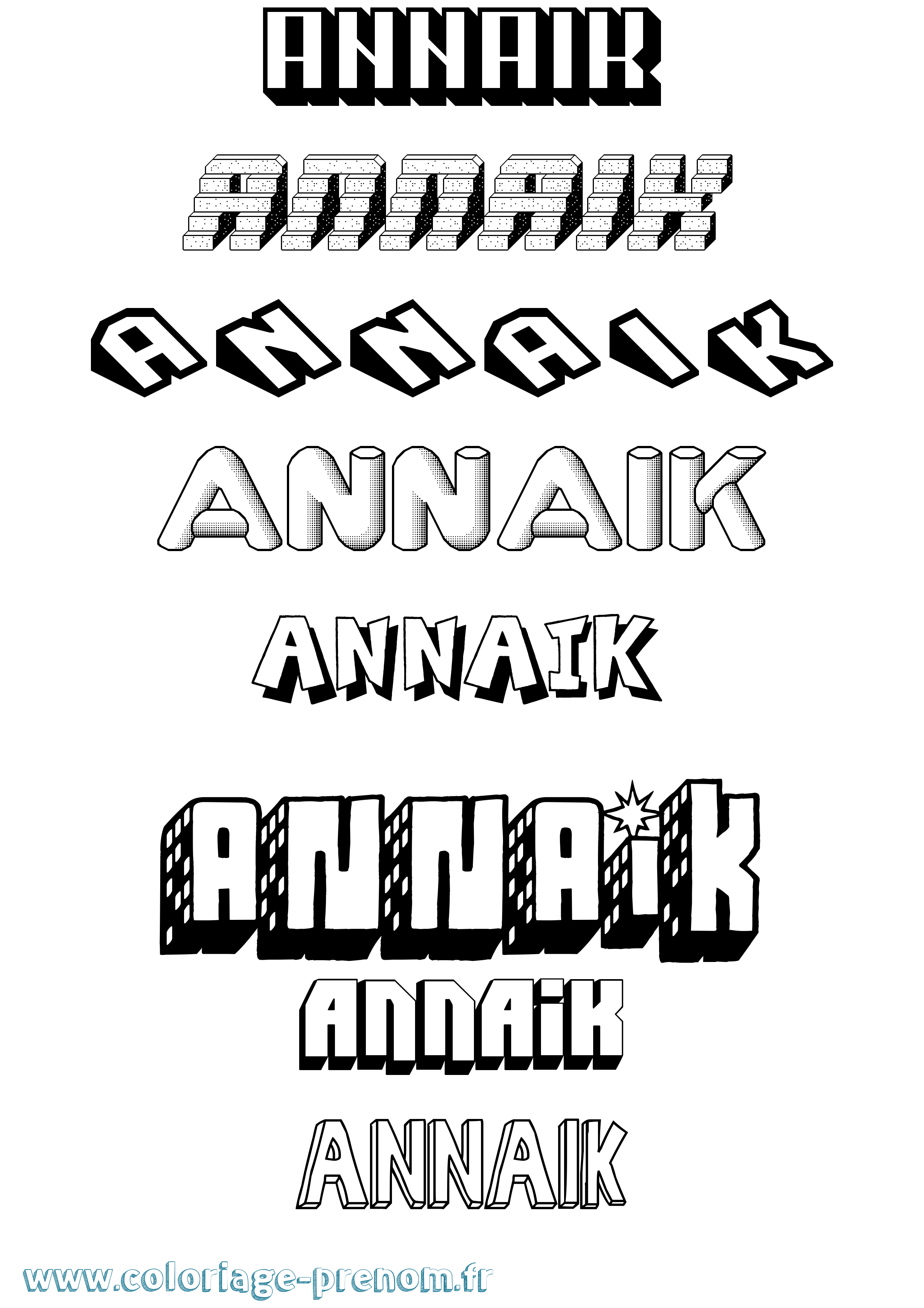 Coloriage prénom Annaik Effet 3D