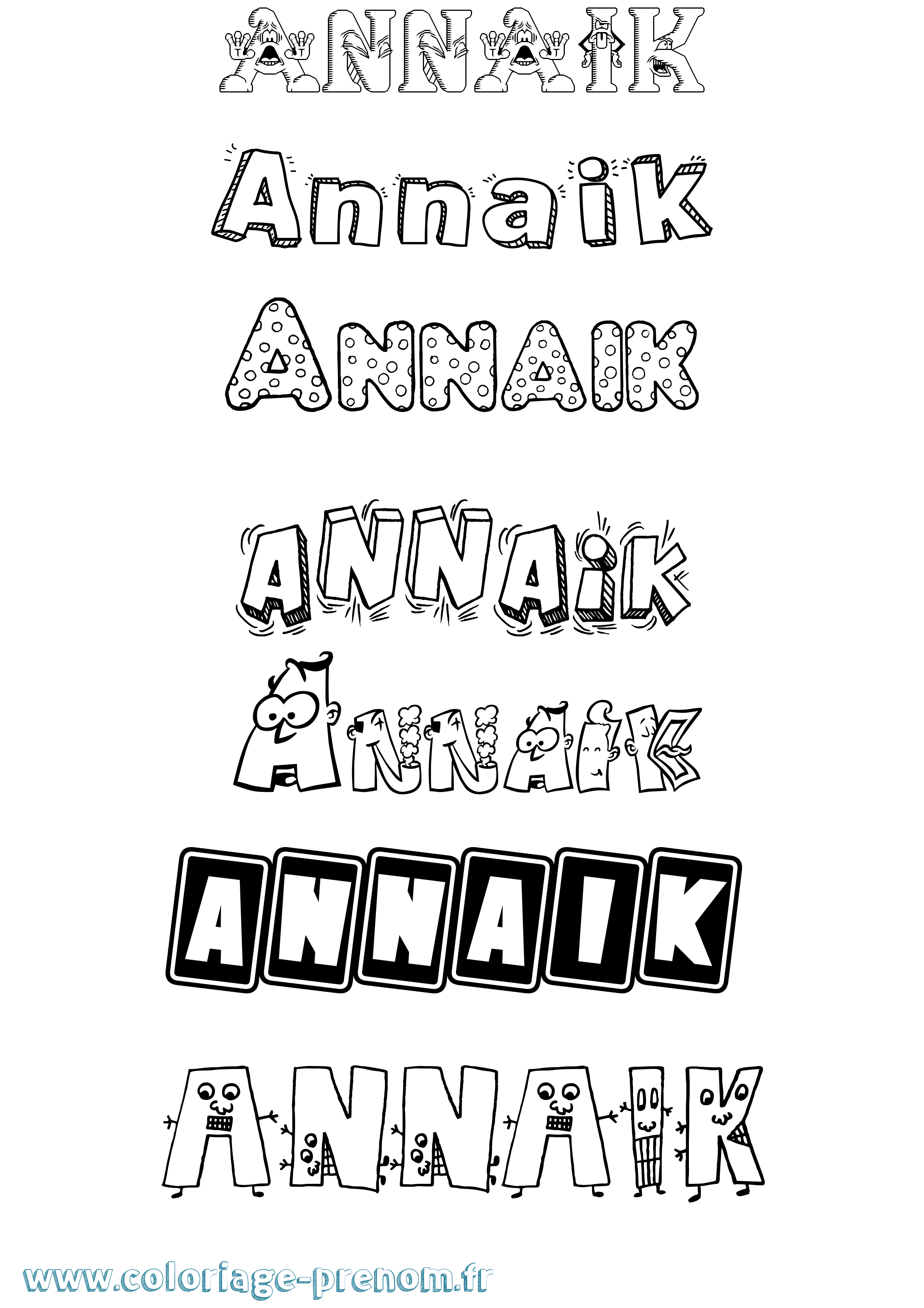 Coloriage prénom Annaik Fun