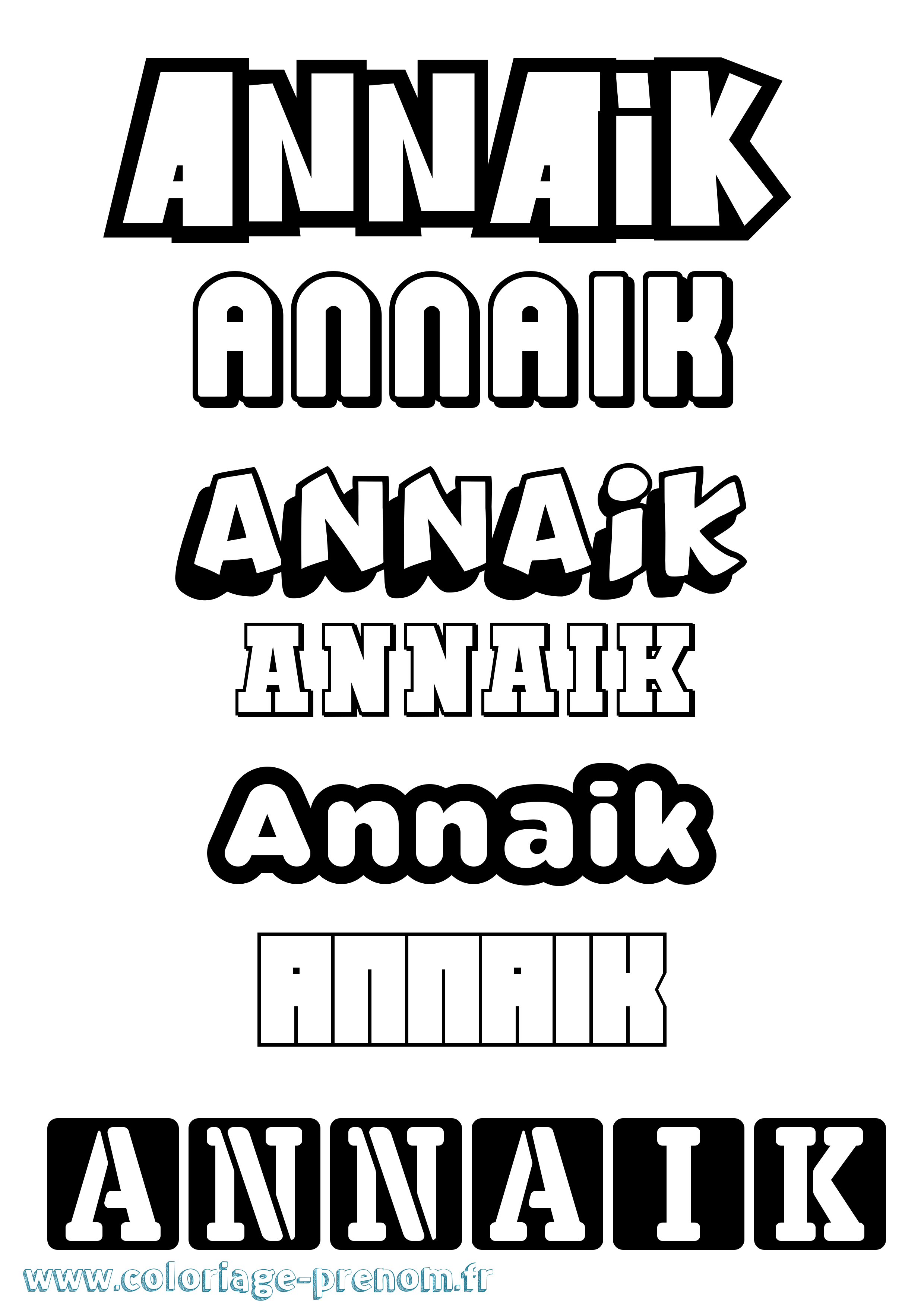 Coloriage prénom Annaik Simple