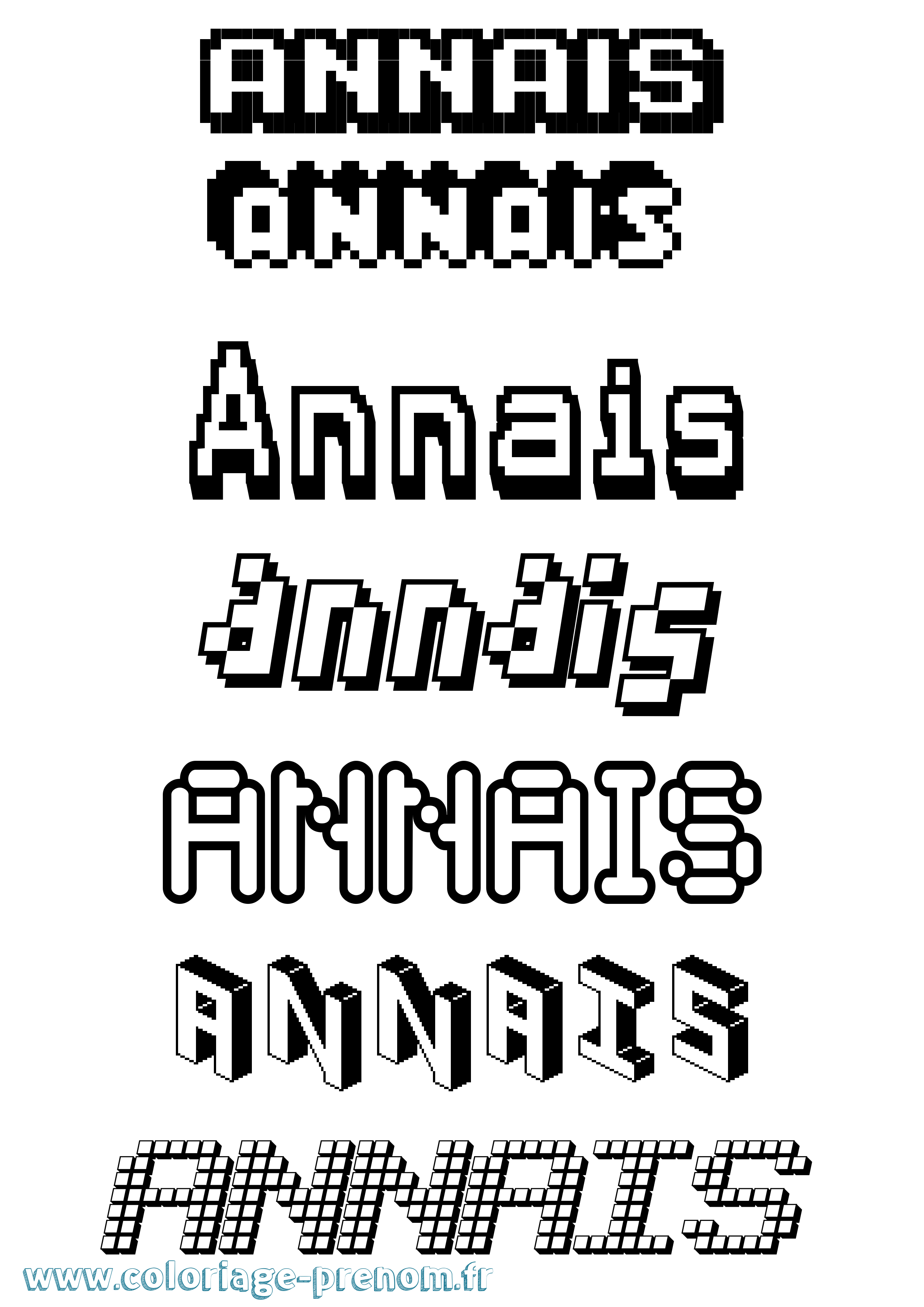 Coloriage prénom Annais Pixel