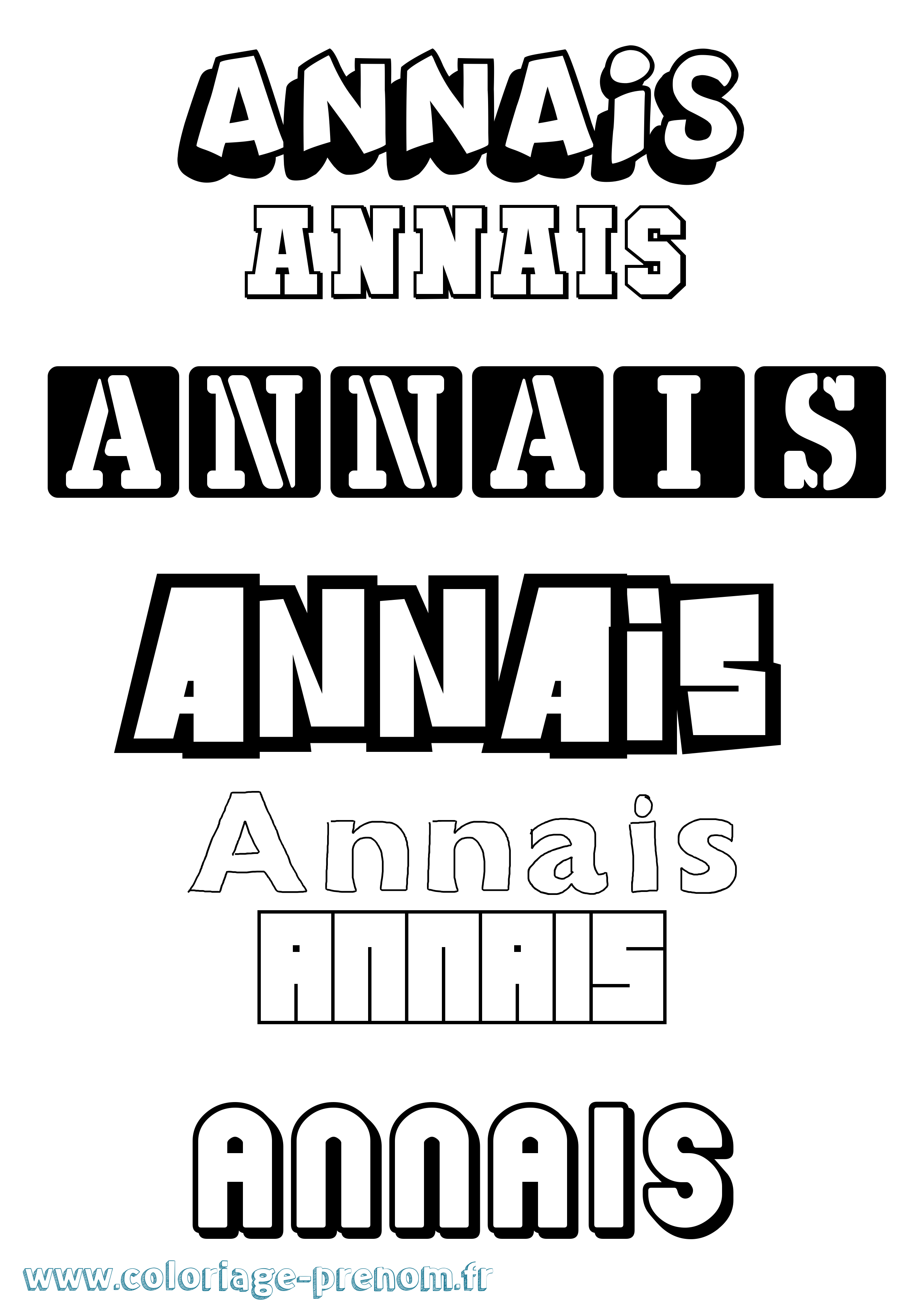 Coloriage prénom Annais Simple