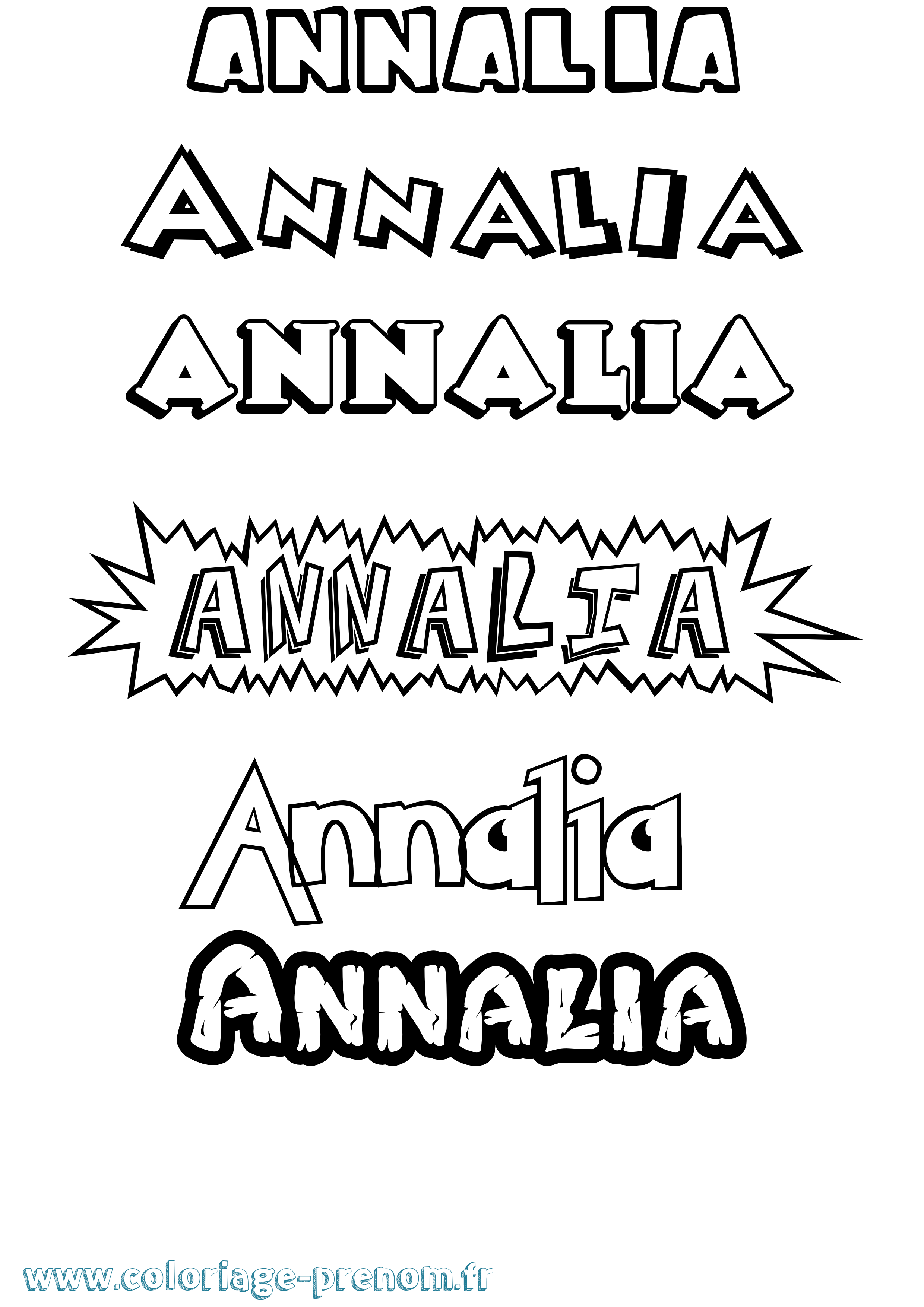 Coloriage prénom Annalia Dessin Animé