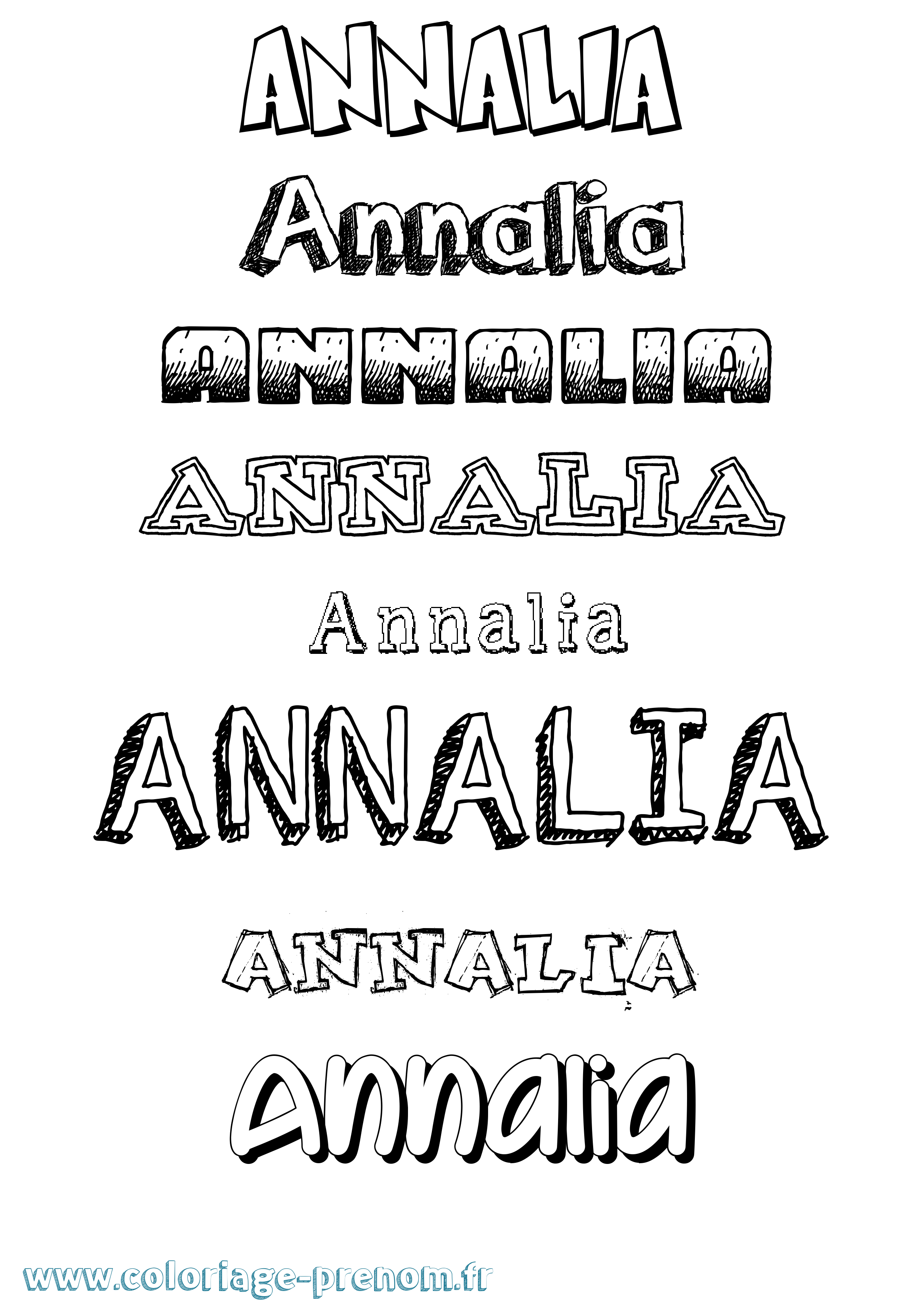 Coloriage prénom Annalia Dessiné