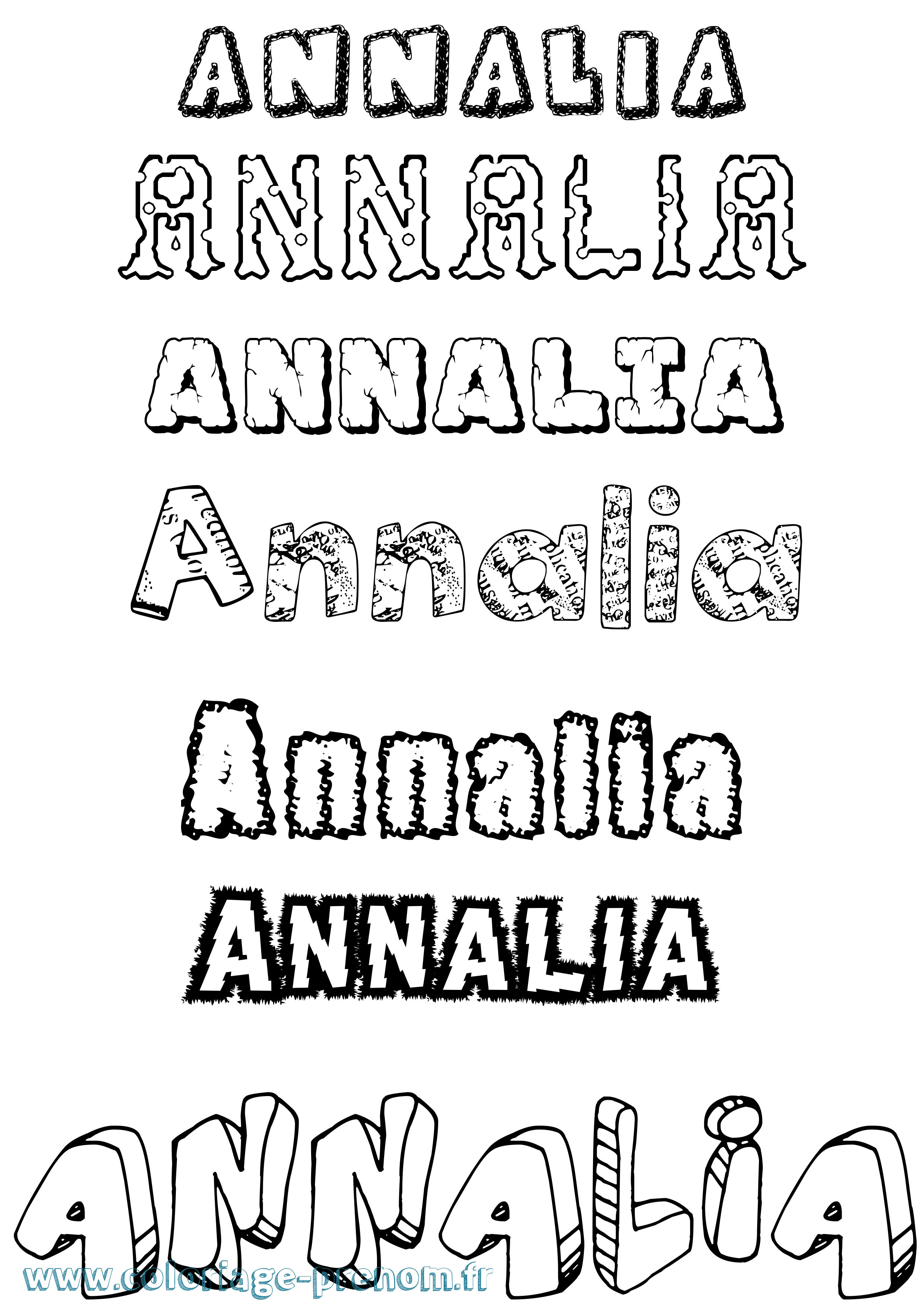 Coloriage prénom Annalia Destructuré