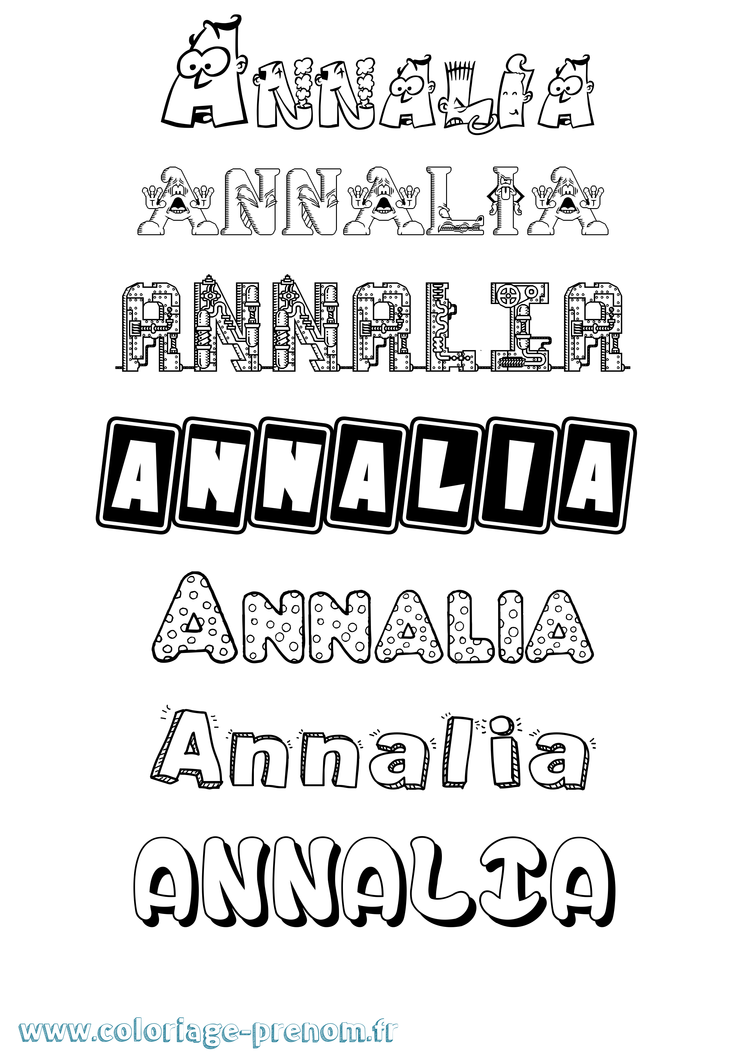 Coloriage prénom Annalia Fun