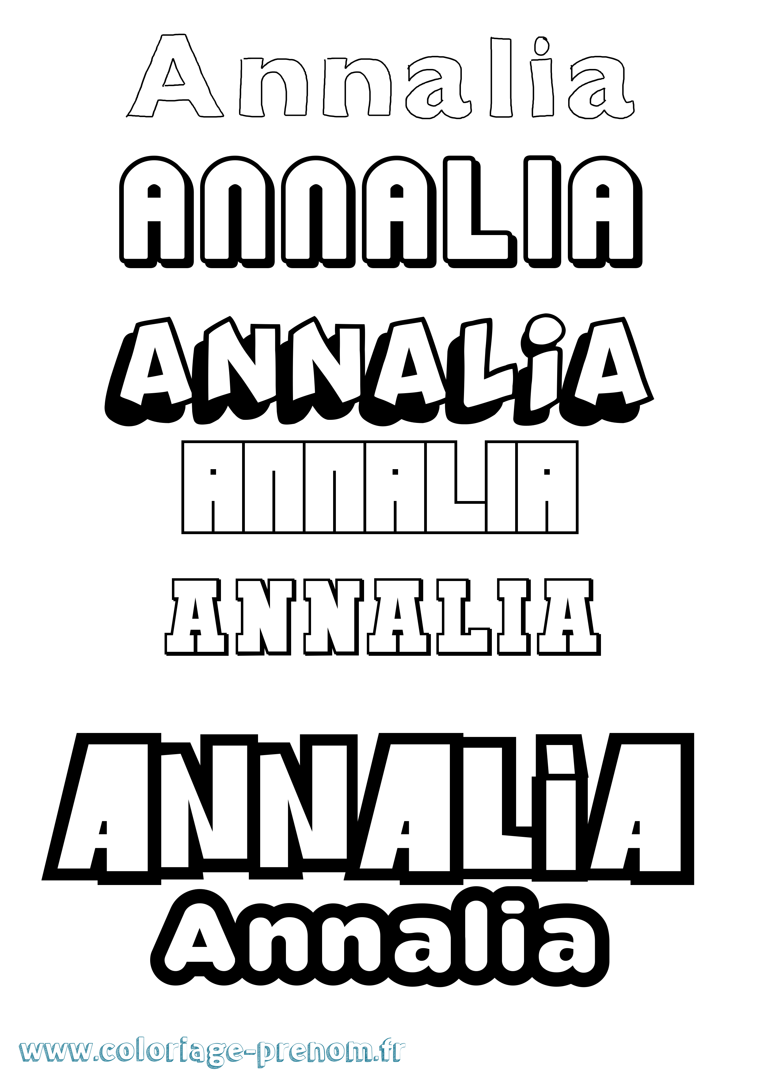 Coloriage prénom Annalia Simple