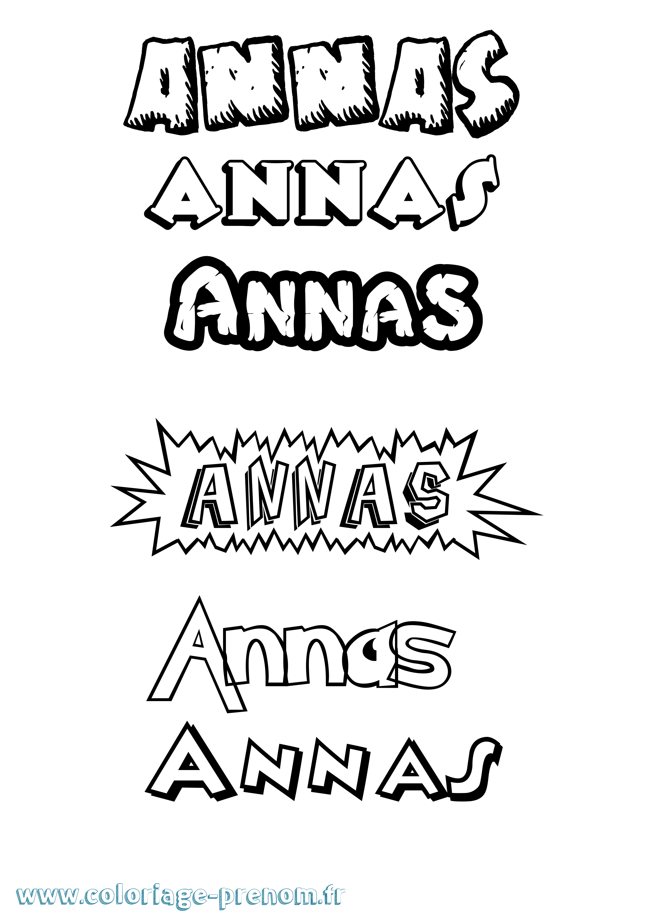 Coloriage prénom Annas Dessin Animé