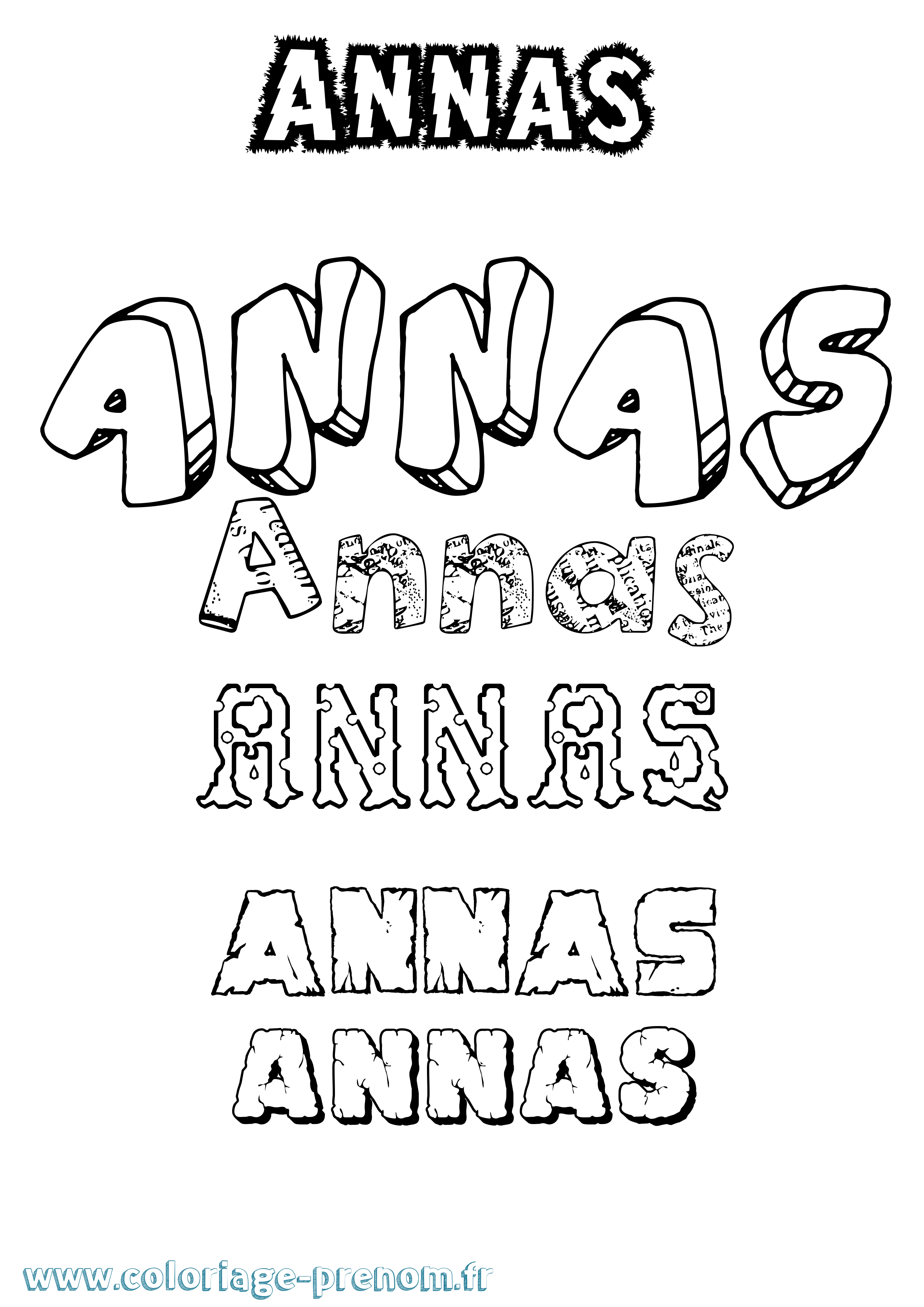 Coloriage prénom Annas Destructuré