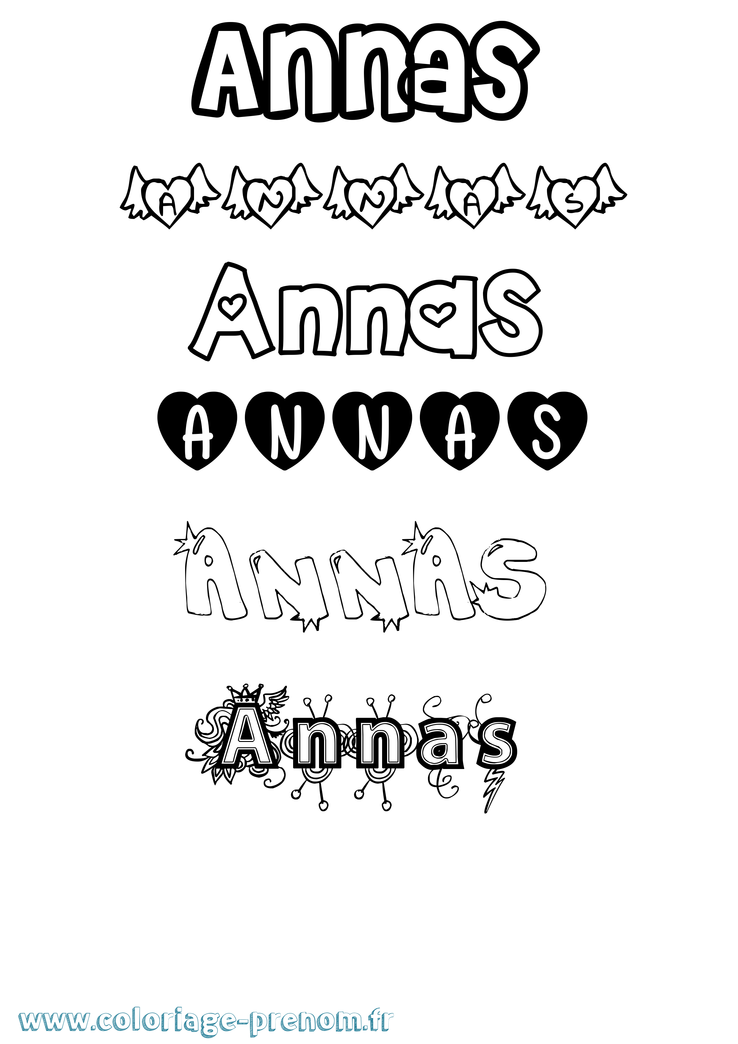 Coloriage prénom Annas Girly