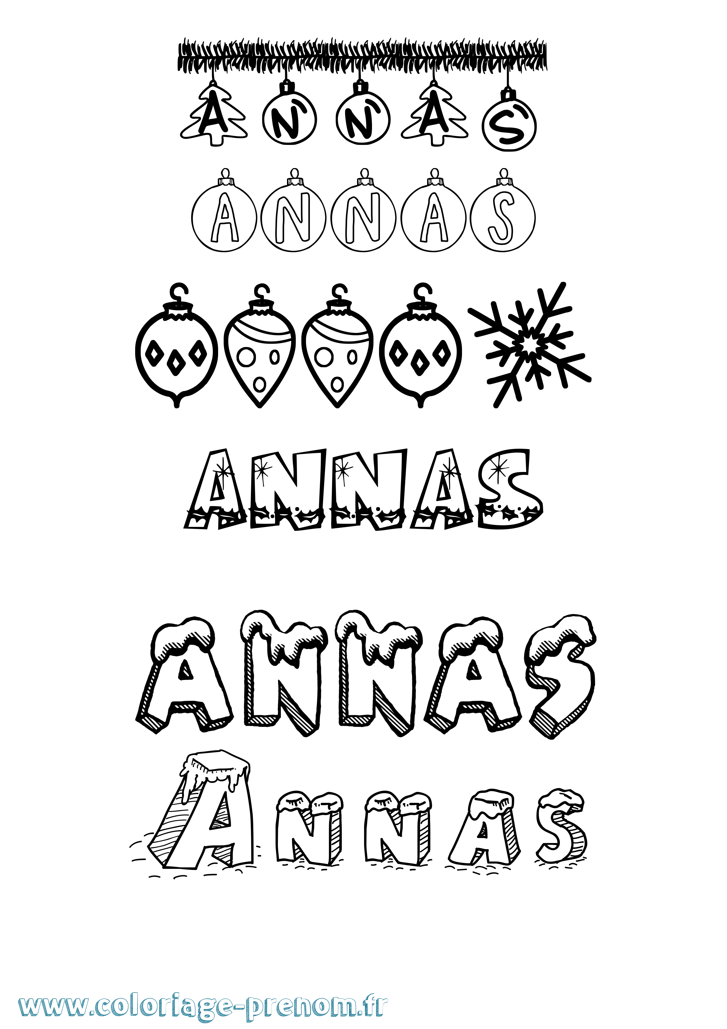 Coloriage prénom Annas Noël