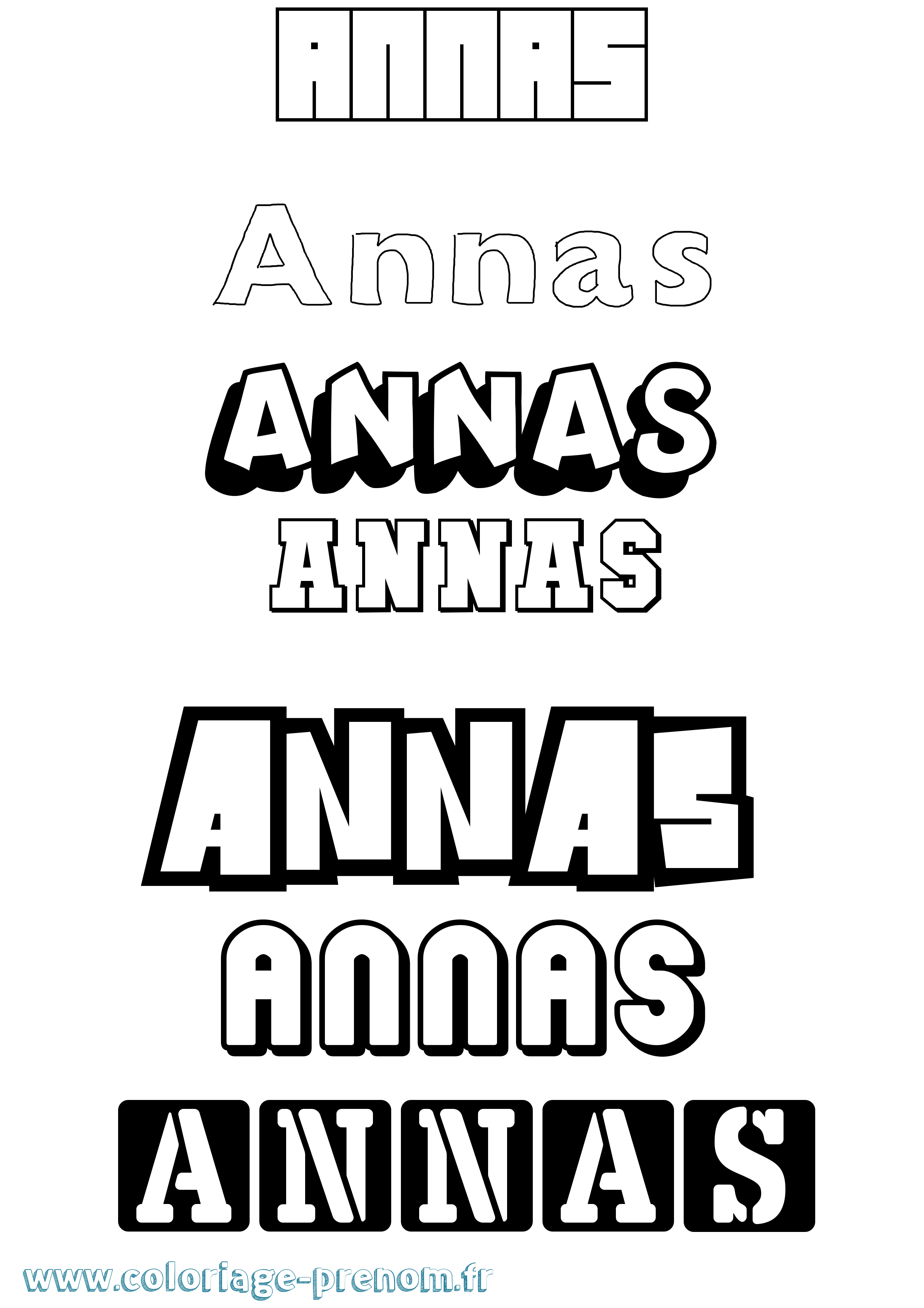 Coloriage prénom Annas Simple