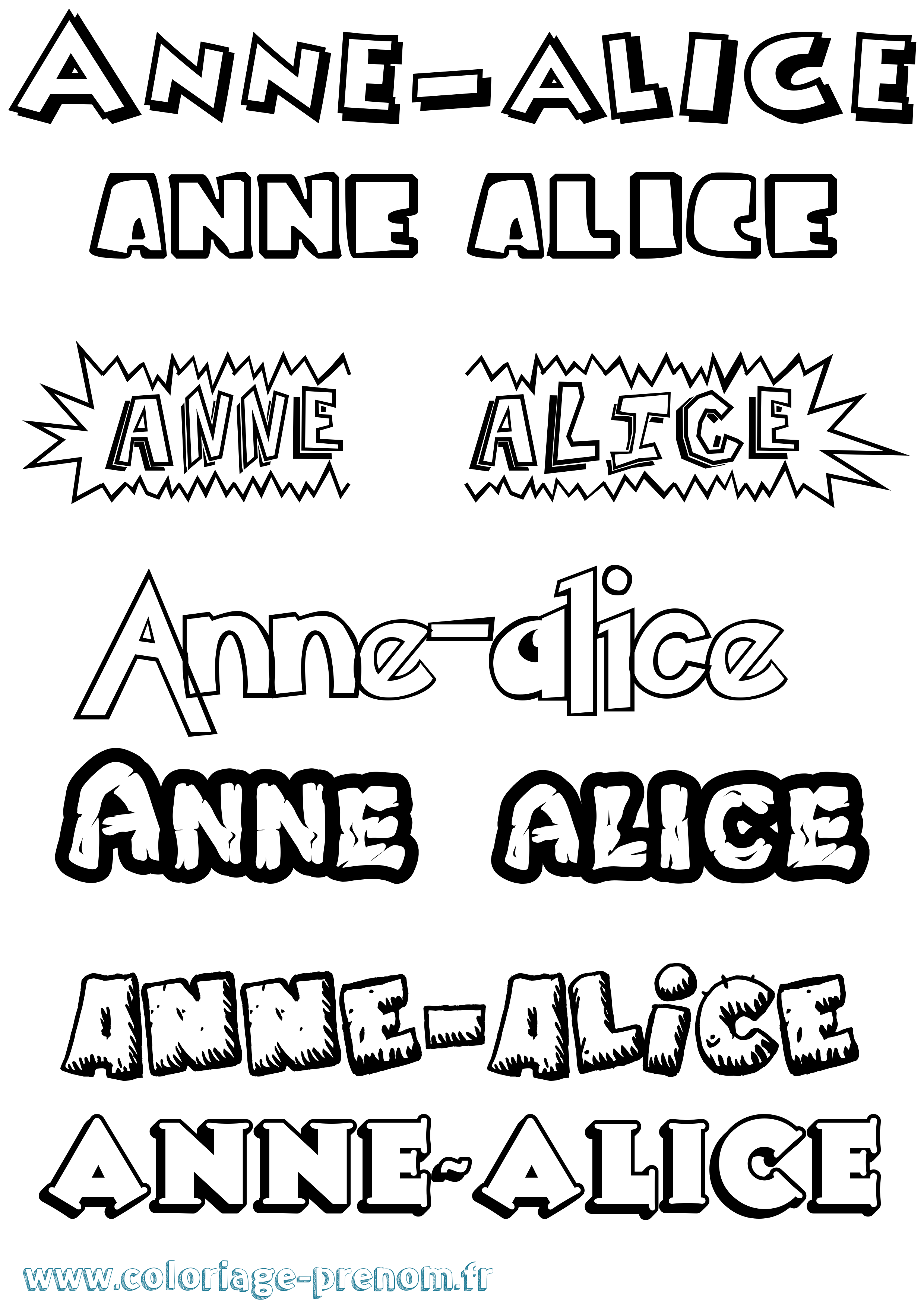 Coloriage prénom Anne-Alice Dessin Animé