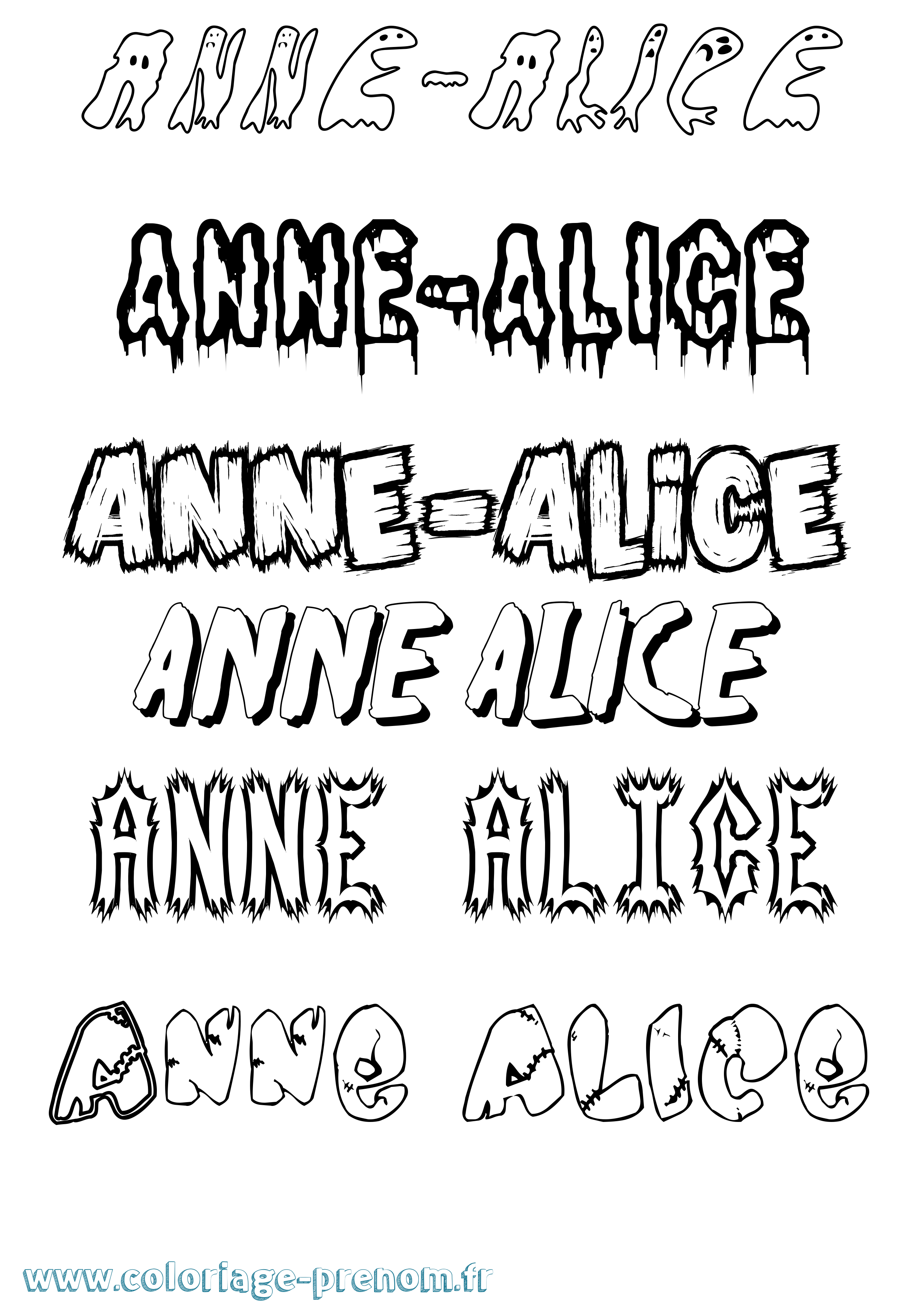 Coloriage prénom Anne-Alice Frisson